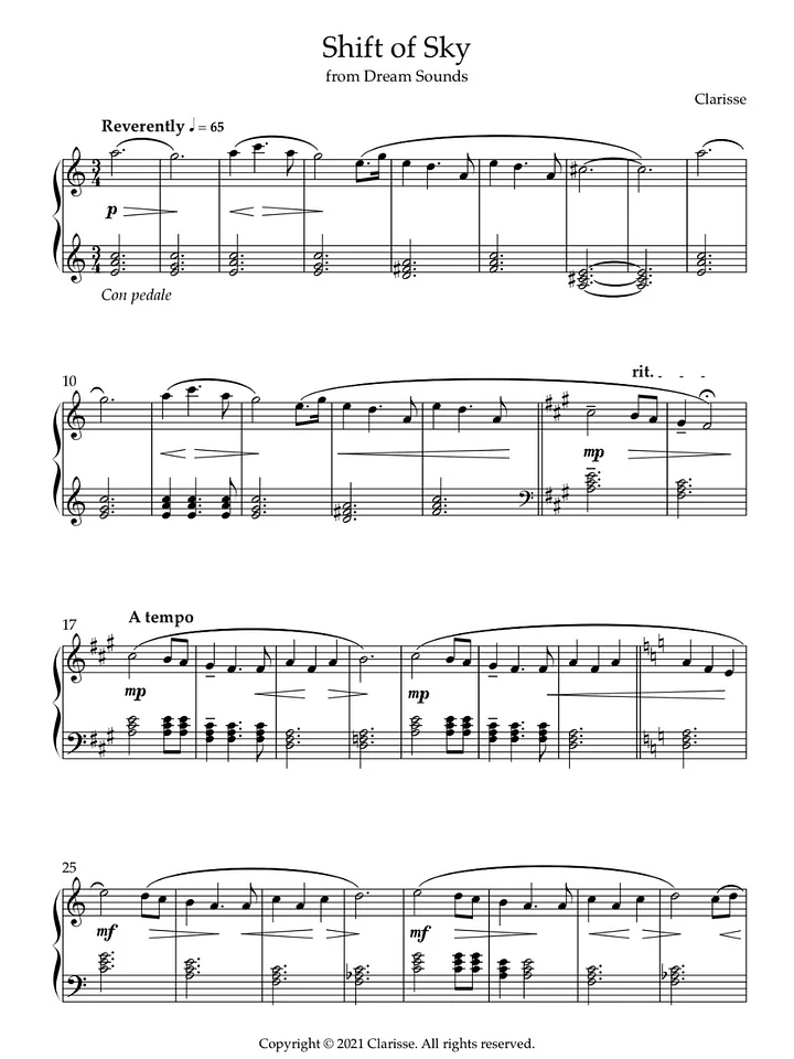 Shift of Sky - Sheet Music product image (1)