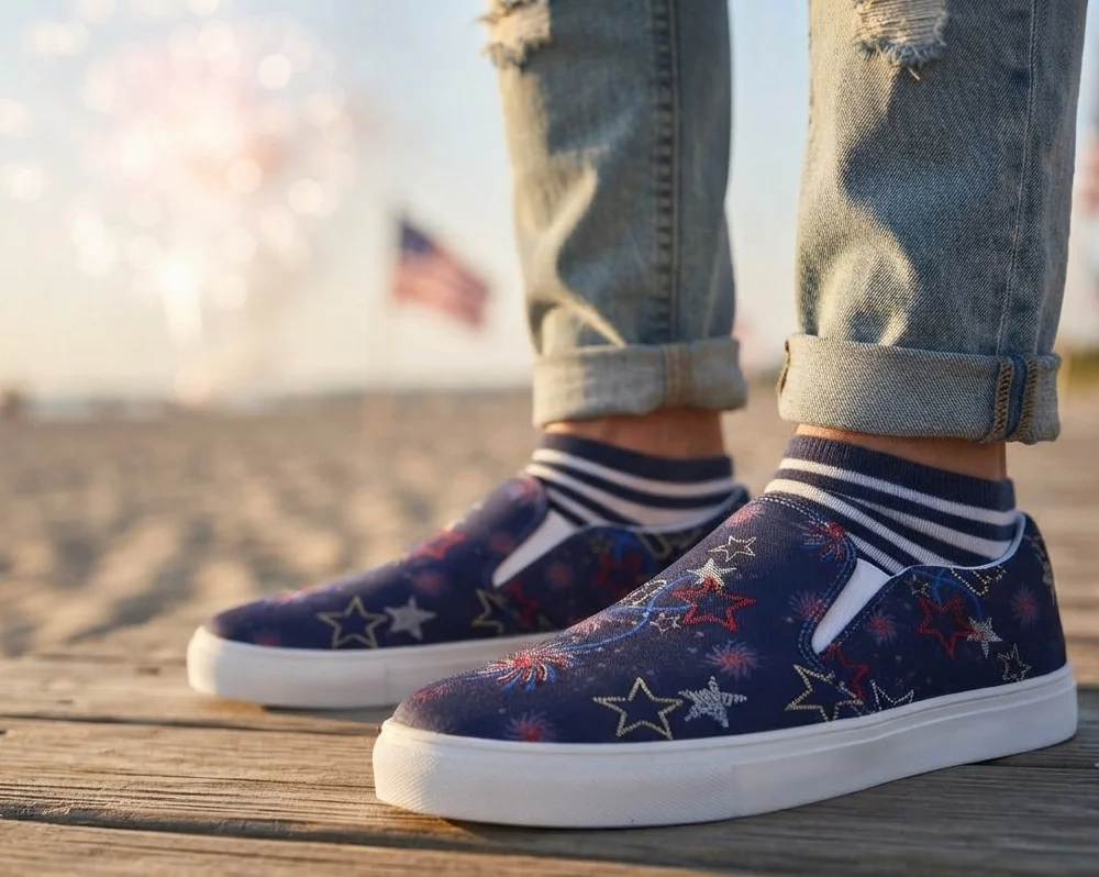Patriotic Fireworks – Men's Slip-On Canvas Shoes product image (1)