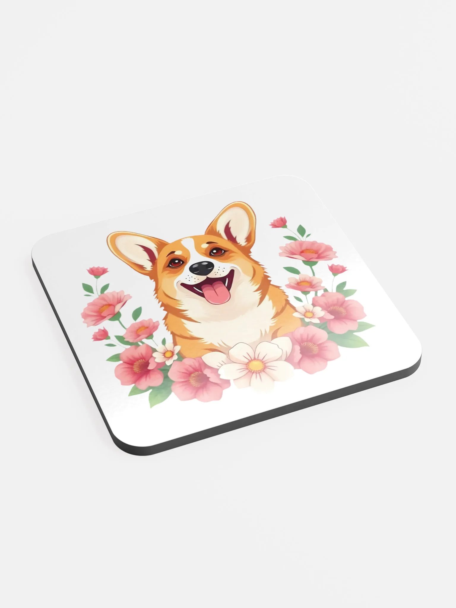 Floral Corgi Cork Coaster product image (1)