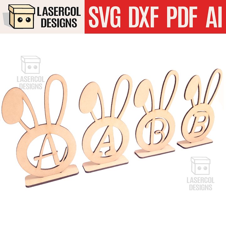 Easter Bunny Monogram with Stand - Laser Cut Files product image (1)