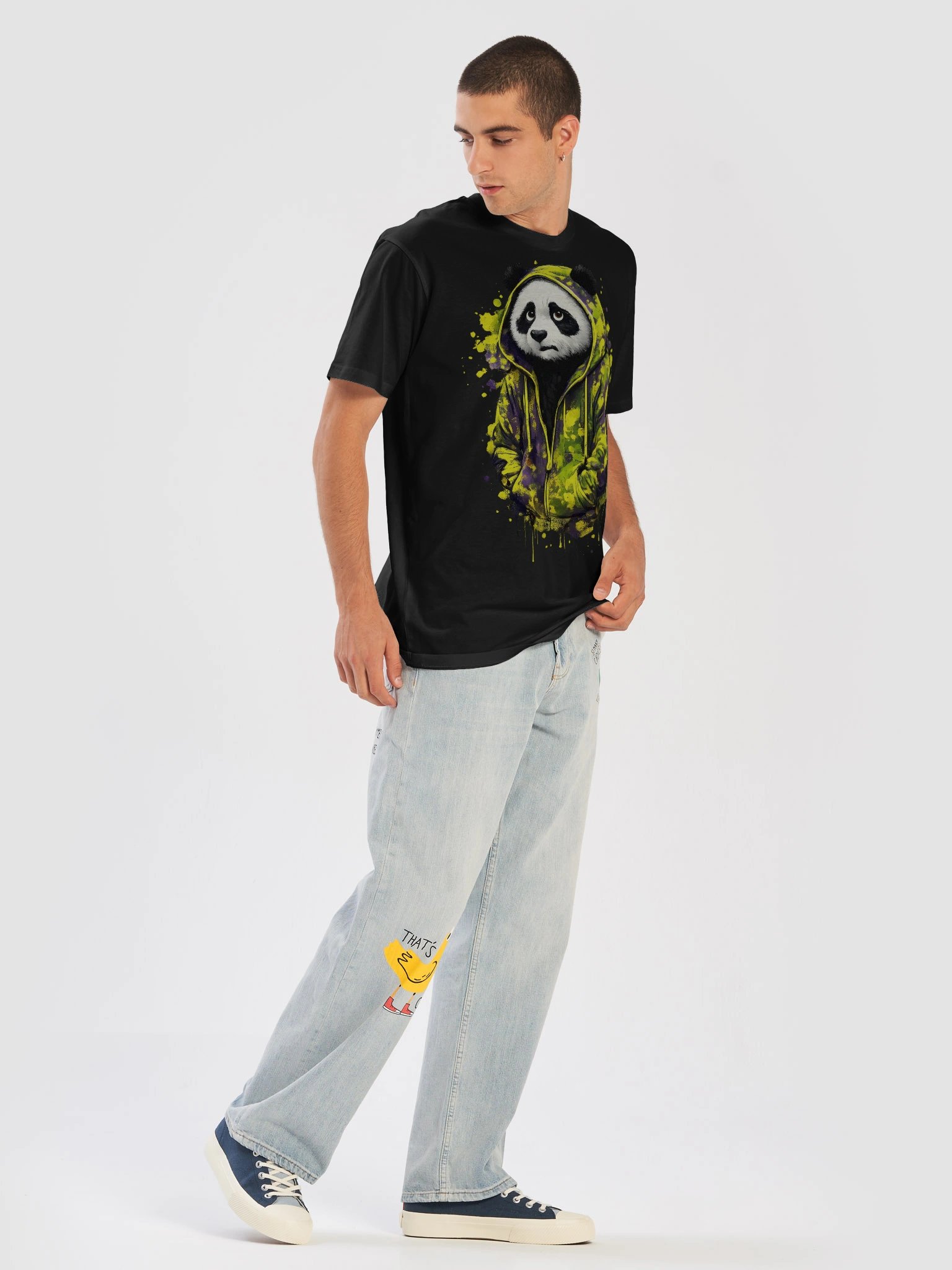 Sad Panda Hoodie Graphic T-Shirt - Urban Grunge Streetwear product image (5)