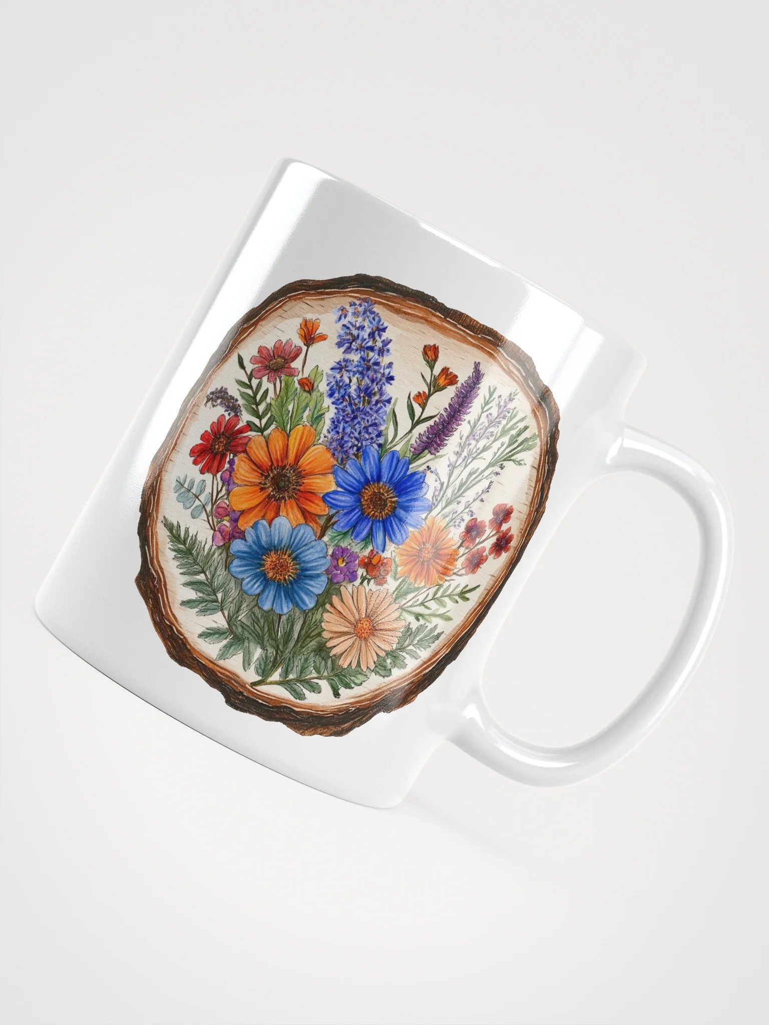 Beautiful Wildflower Round Wood Art Mug product image (4)