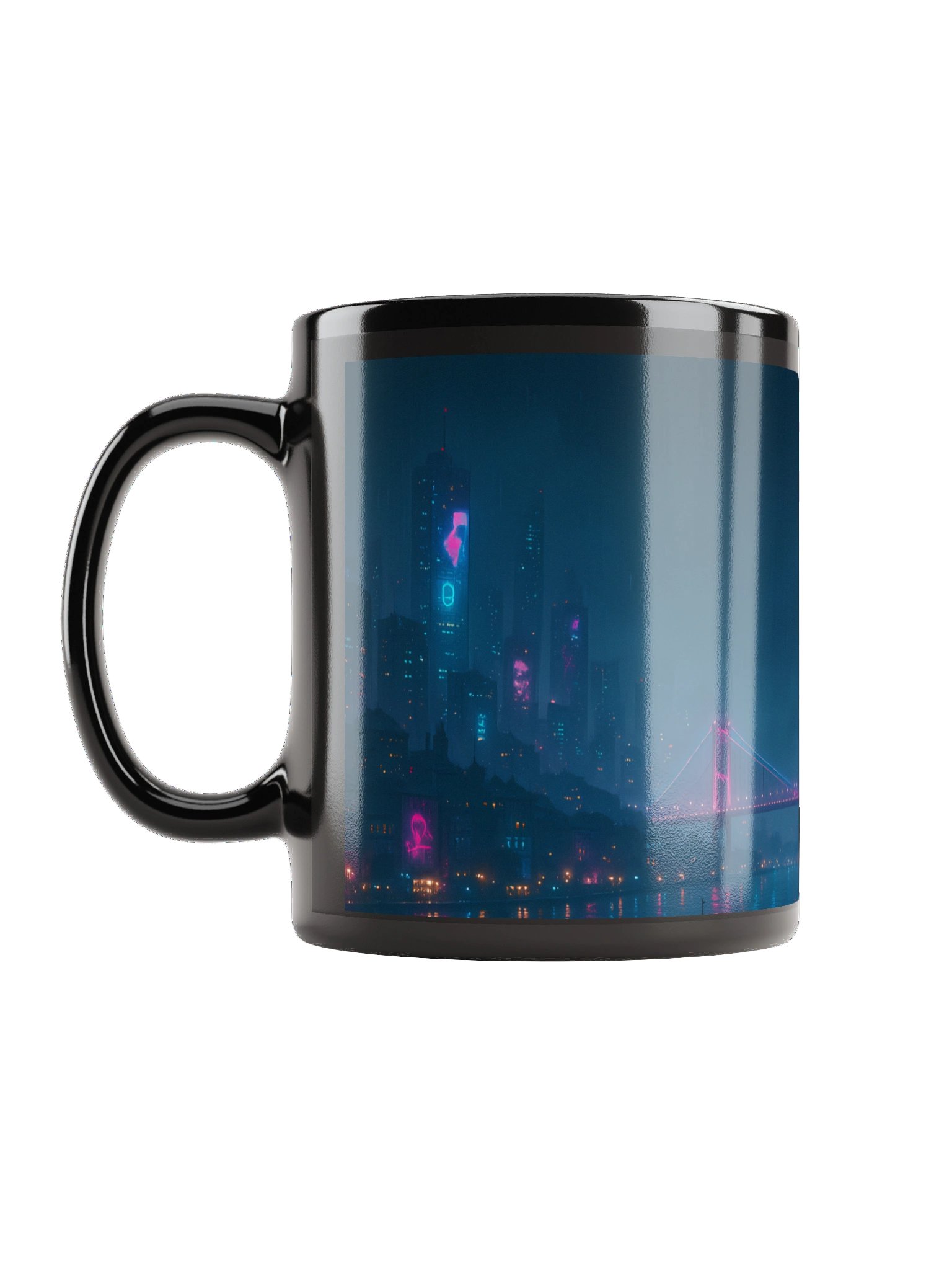 Cyberpunk Istanbul Bosphorus Mug - Glossy Black Ceramic Coffee Cup (11oz / 15oz, Dishwasher & Microwave Safe) product image (6)