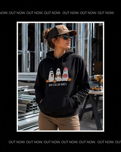 Boo collar babe hoodie is out now on our website. #boocollar #bluecollar #bluecollarbabes #emberlyworkwear