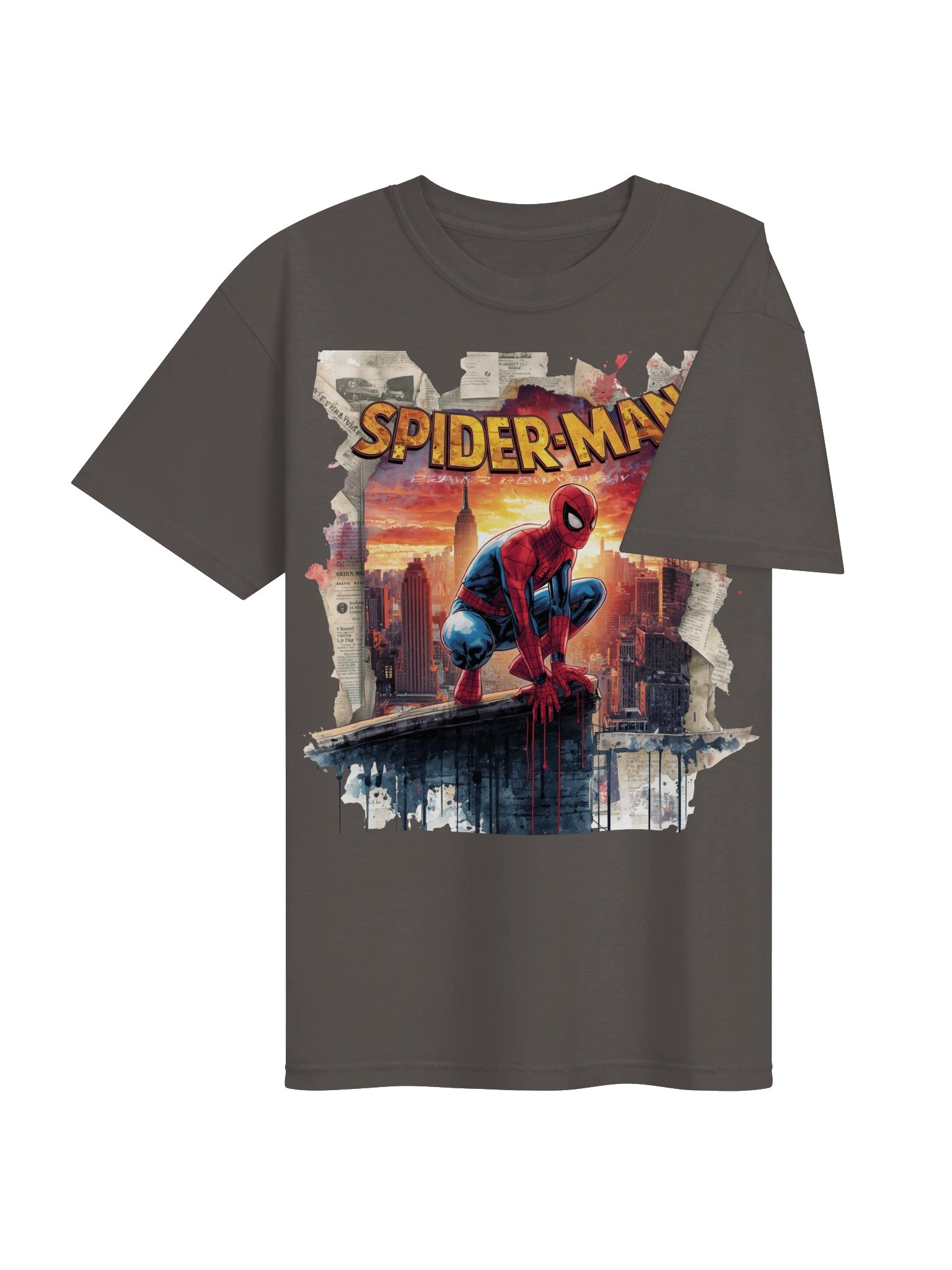 Vintage Spider-Man Rooftop T-Shirt | Dark Streetwear Marvel Graphic Tee product image (7)