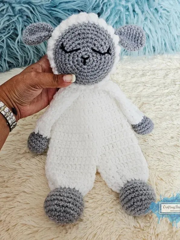 Lamb Ragdoll Crochet Pattern - Baby Lovey Blanket (PDF) - Crafting Happiness product image (2)