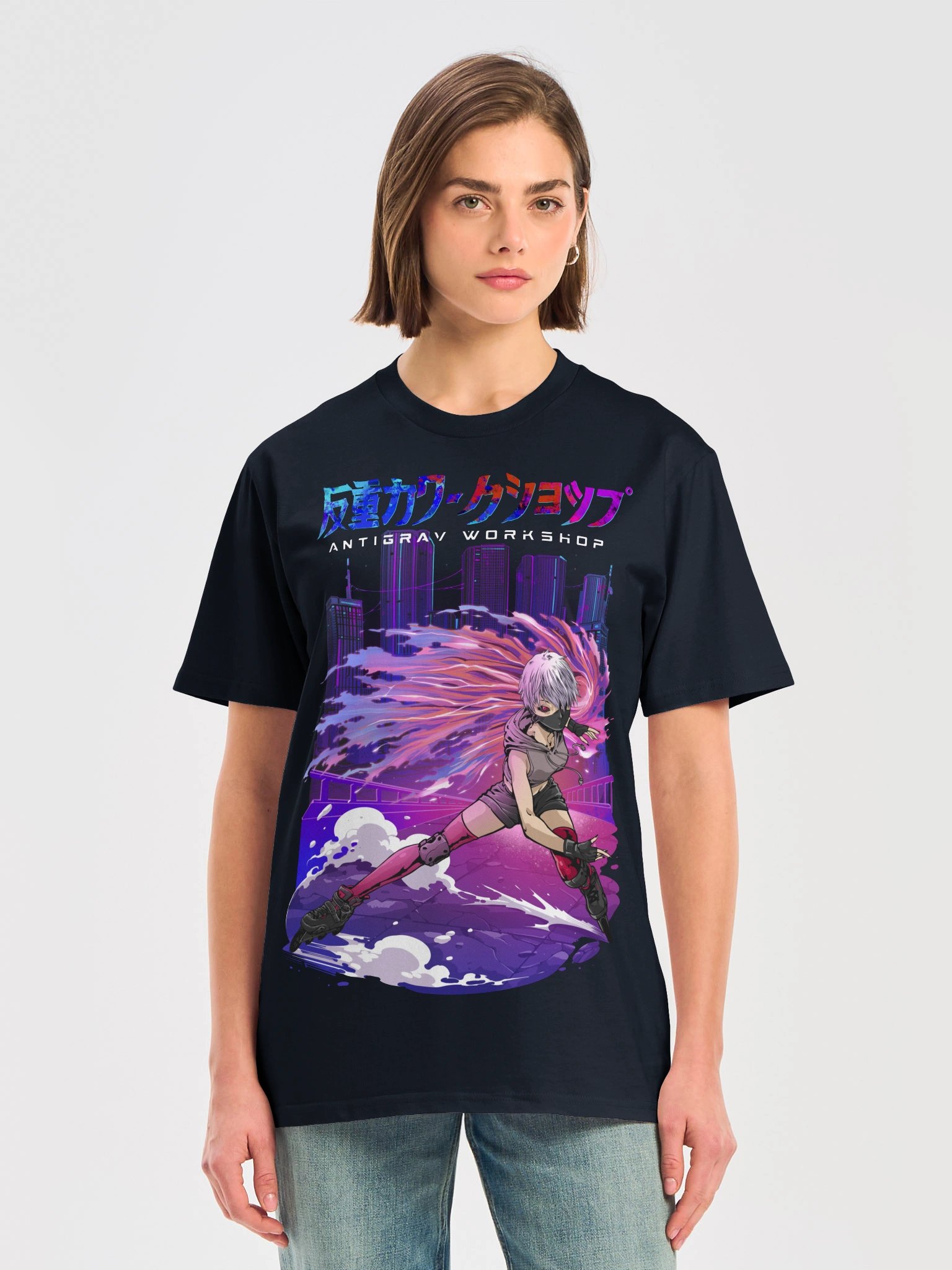 Neon Drift Relaxed Fit T-Shirt | Cyberpunk Anime Skater Streetwear Tee product image (2)