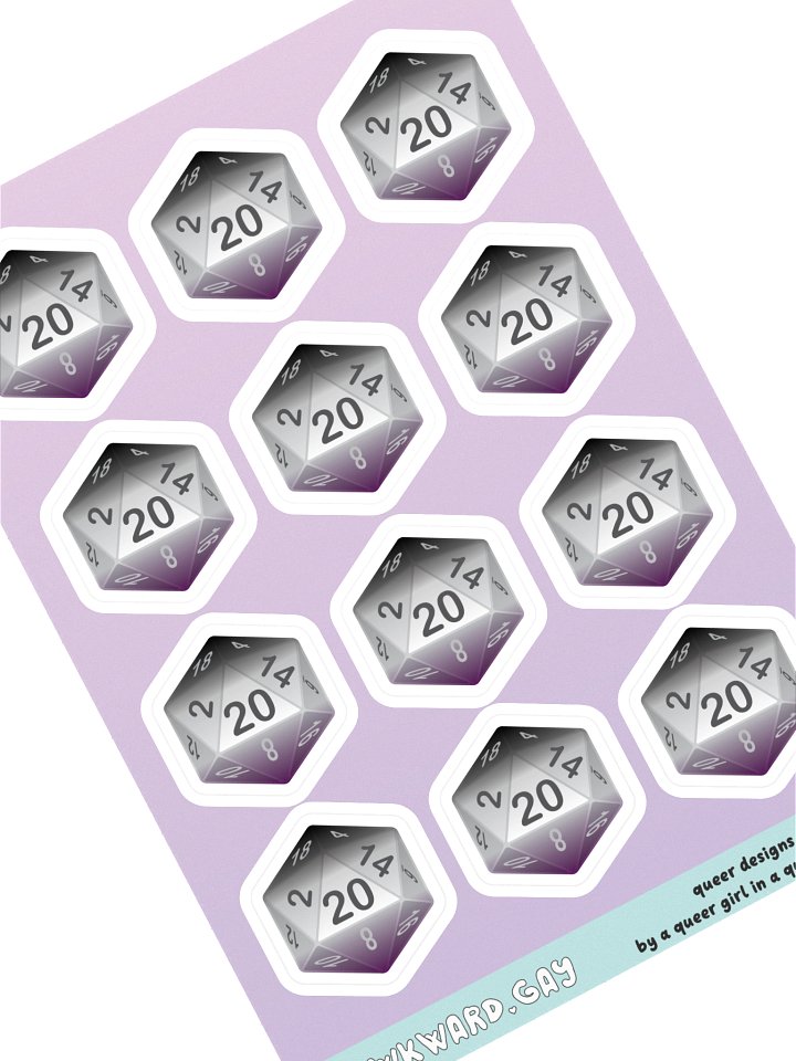 Asexual Pride D20 Sticker Sheet product image (1)