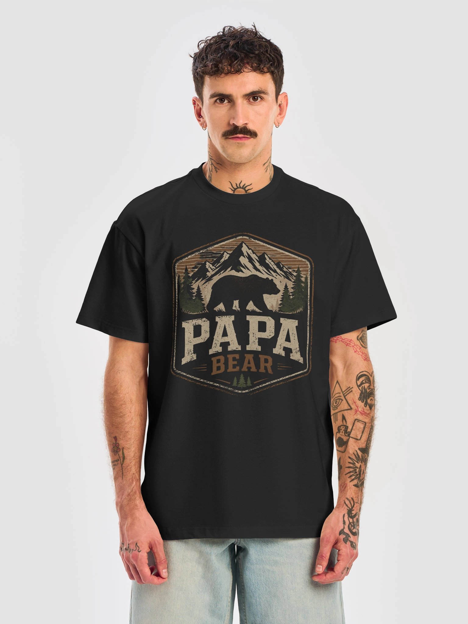 First Father's Day 2026 Gift | Papa Bear Vintage Outdoor T-Shirt product image (1)