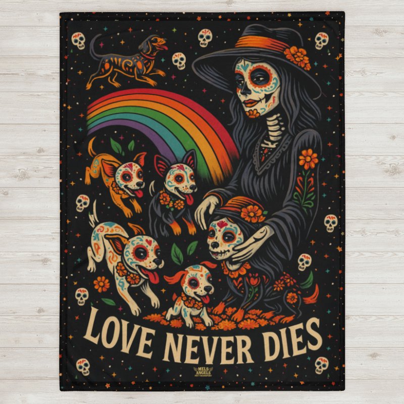 Love Never Dies – Day of the Dead Dog Blanket | Calavera Pet Art Throw product image (5)