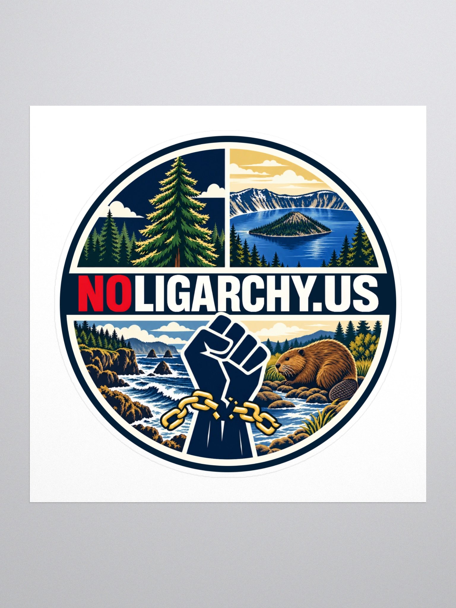 Oregon NOLIGARCHY.US sticker product image (1)