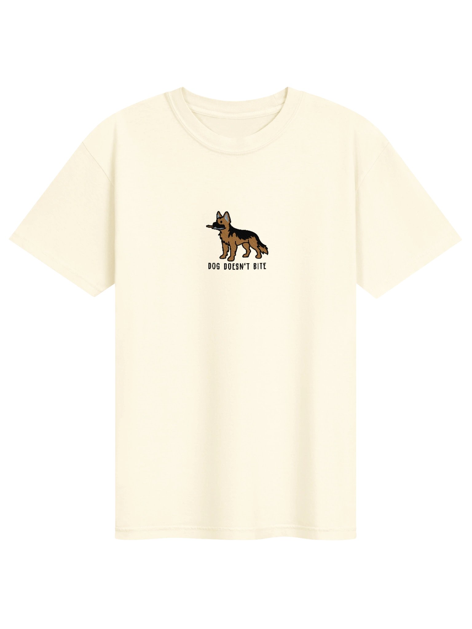 Dog Doesn't Bite Funny Chibi-Style Embroidered T-Shirt for German Shepherd(Tan) Owners product image (109)