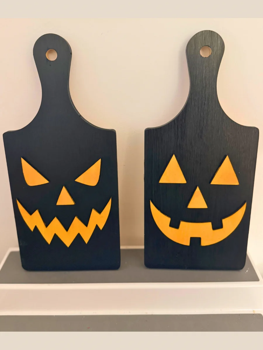 Jack-O’-Lantern Paddle Sign Set of 2 | Halloween Wooden Wall Decor Bundle product image (1)