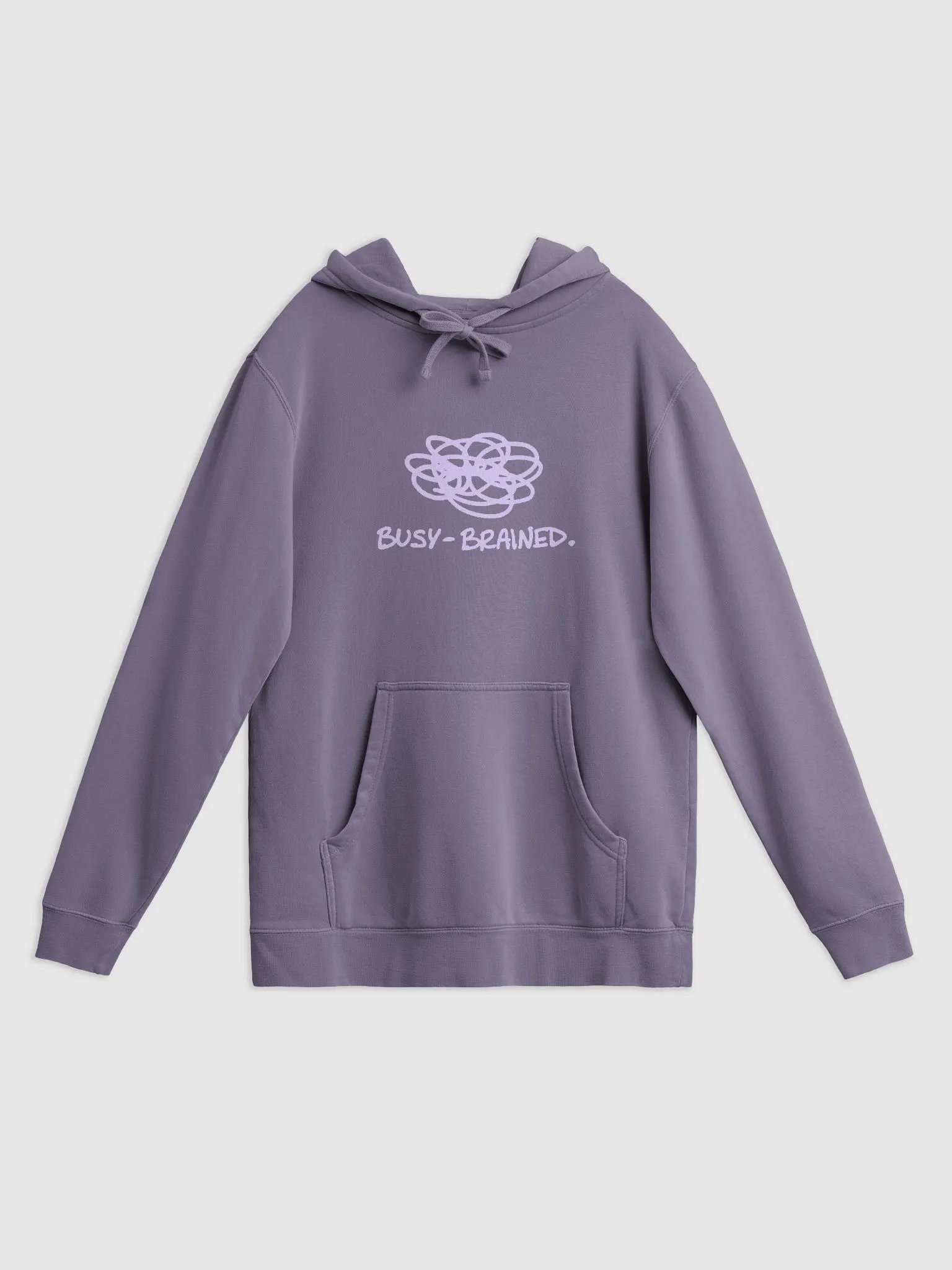 BUSY-BRAINED (lavender design) printed pigment hoodie product image (11)