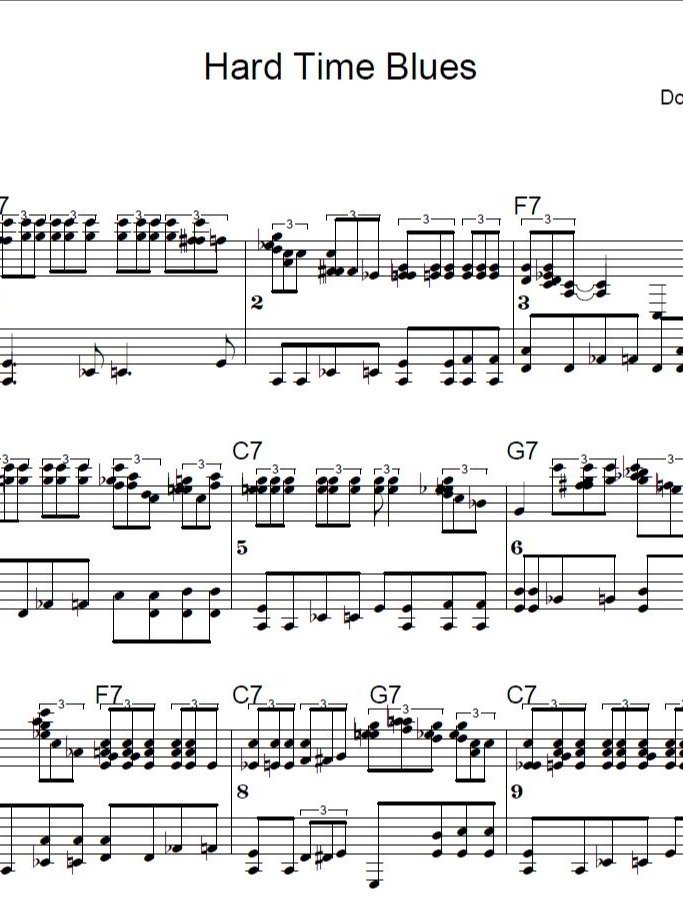 Hard Time Blues - Blues piano - Piano sheet music product image (1)