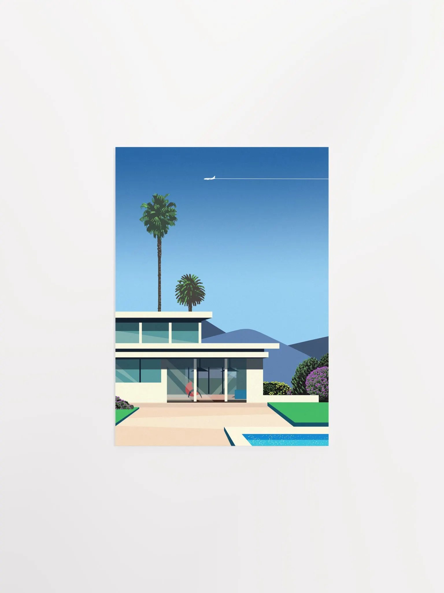 Florida, USA. Villa with pool — City Pop art, retrowave/vaporwave poster, 80s aesthetic poster, Hiroshi Nagai inspired, minimalist poster product image (6)