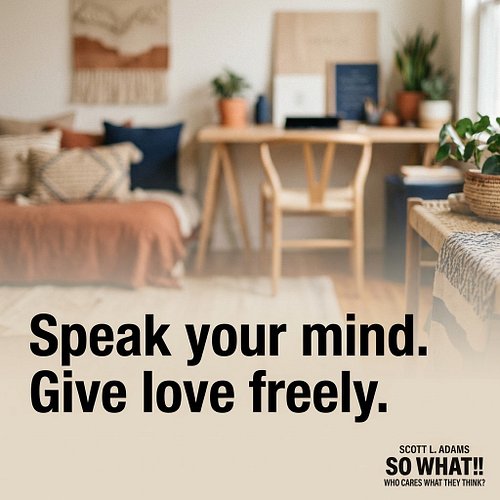 Life’s too short to bite your tongue. Speak your truth, but don’t be a knob about it. Give love freely and let the rest sort ...