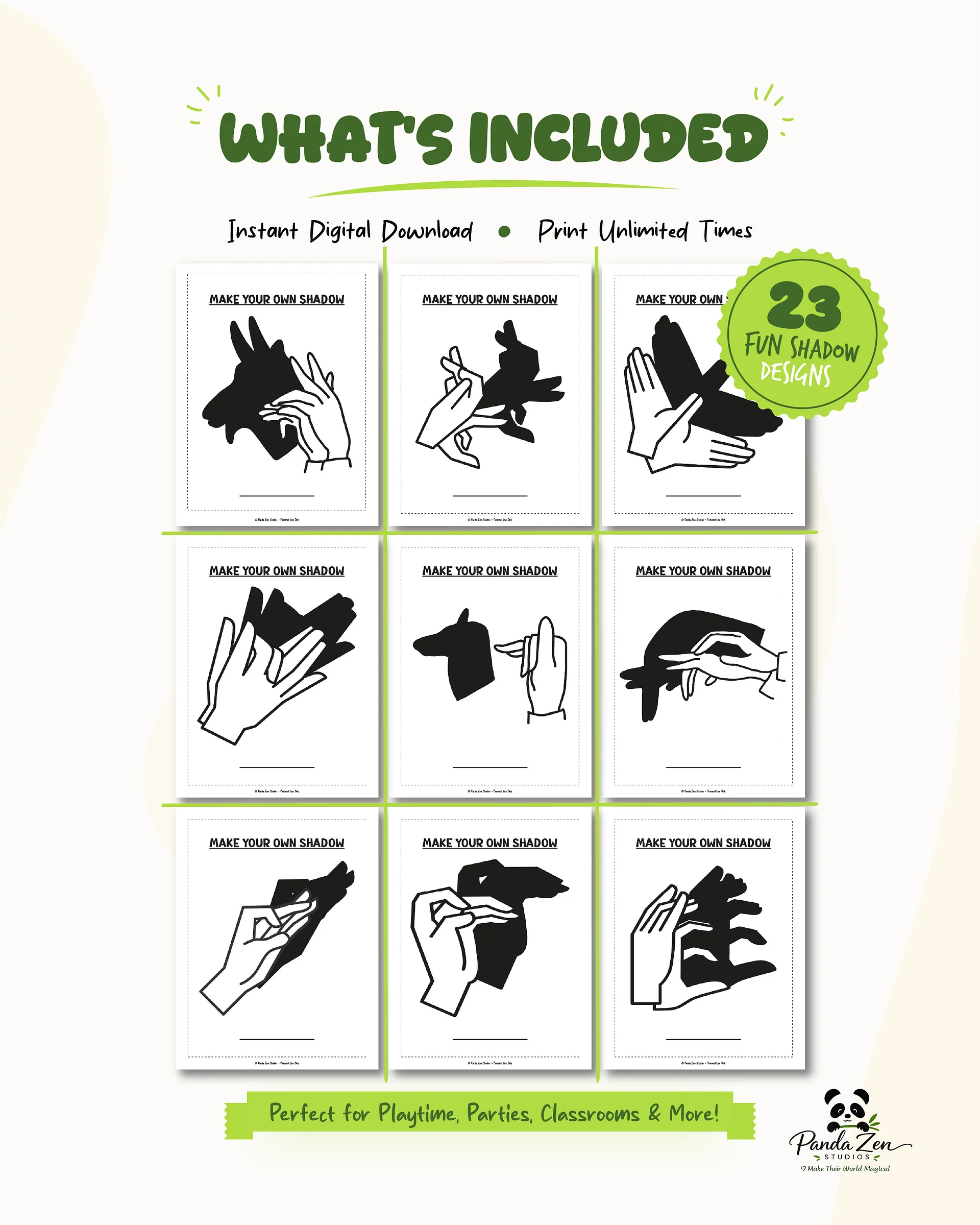 Hand Shadow Activity for Kids Printable - Shadow Puppets Worksheet Pack product image (2)
