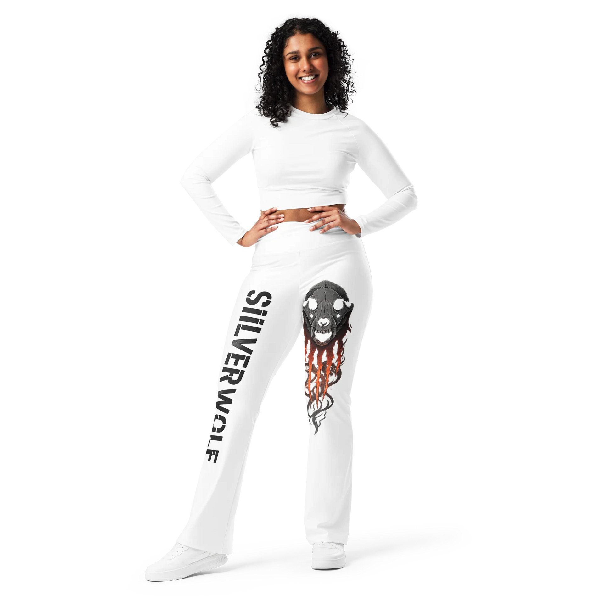 Flaming Silver Wolf Flare Leggings product image (1)