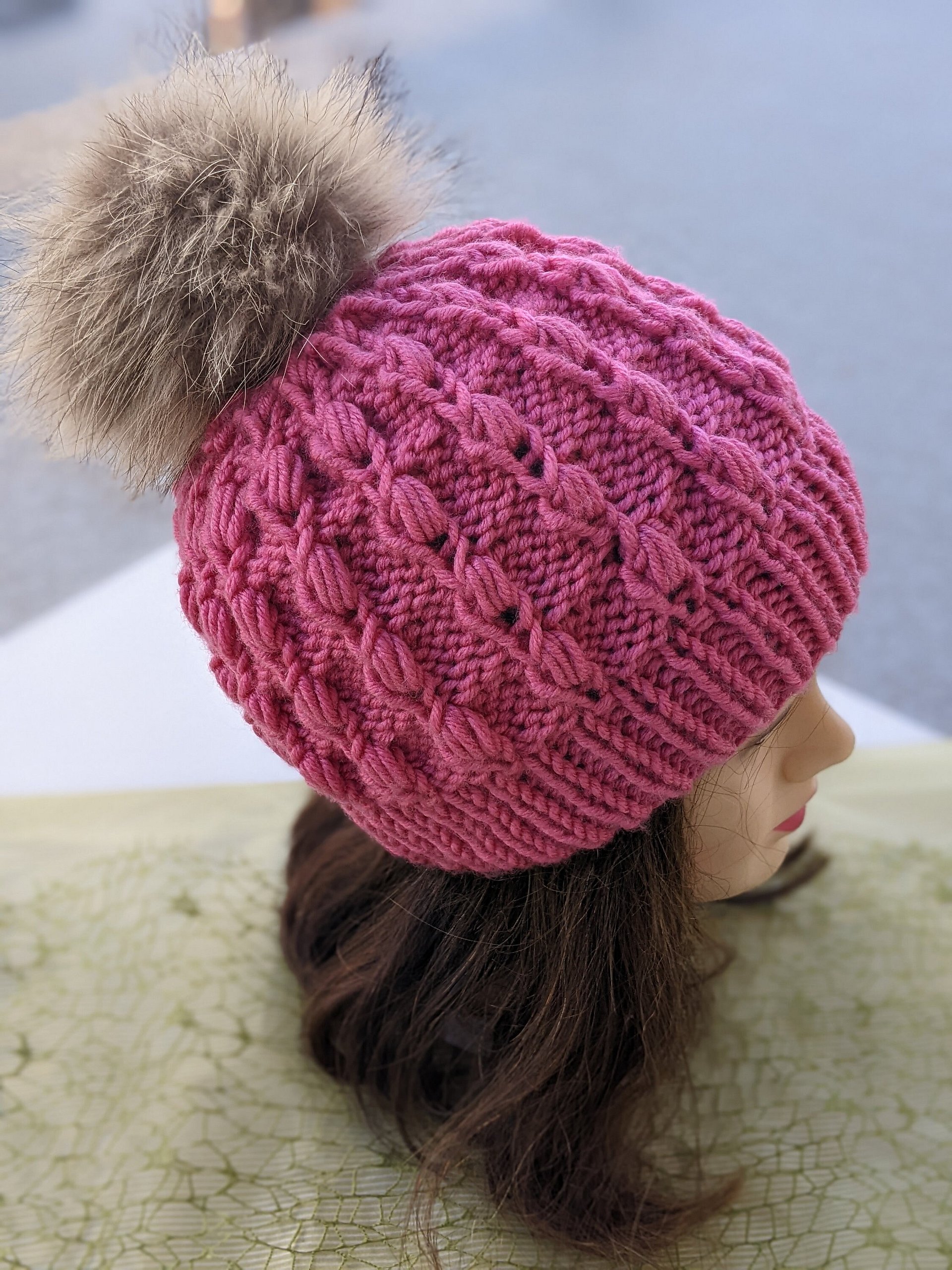 Fiore Knit Hat Pattern (Puff Stitch) product image (6)