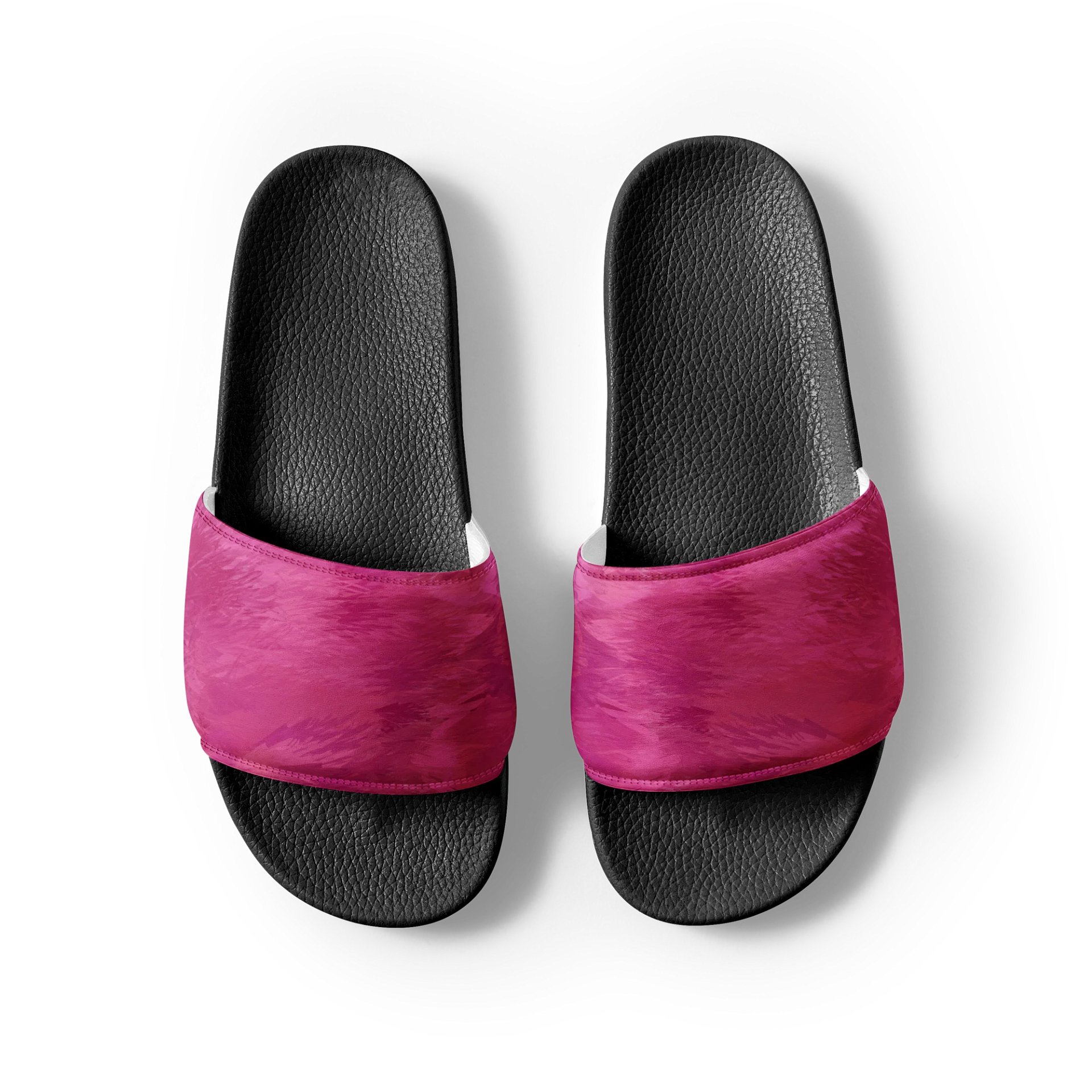Fuscia Pink Brushstrokes Women's Slides product image (3)