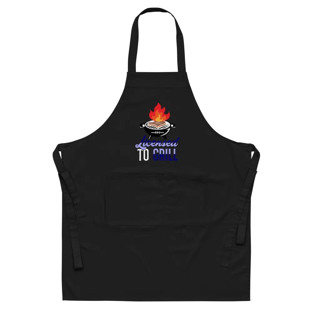 License To Grill- Apron Blue Lettering product image (6)