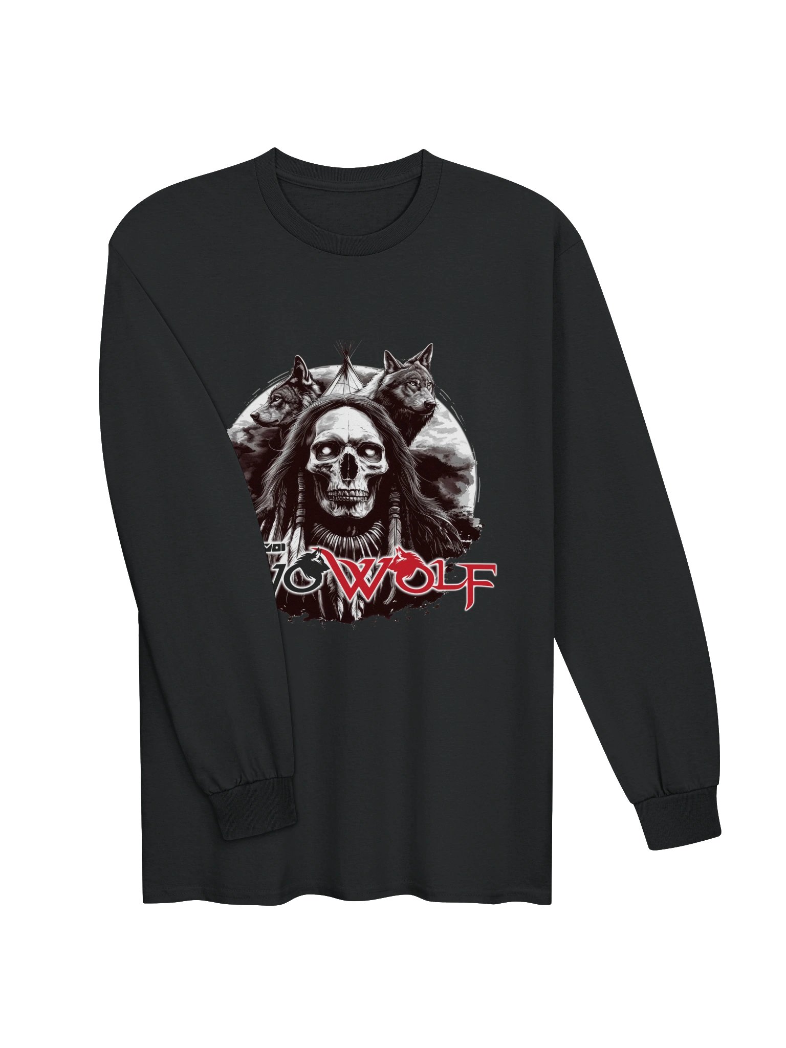 Two Wolf Skull Wolf Graphic Long Sleeve T product image (3)