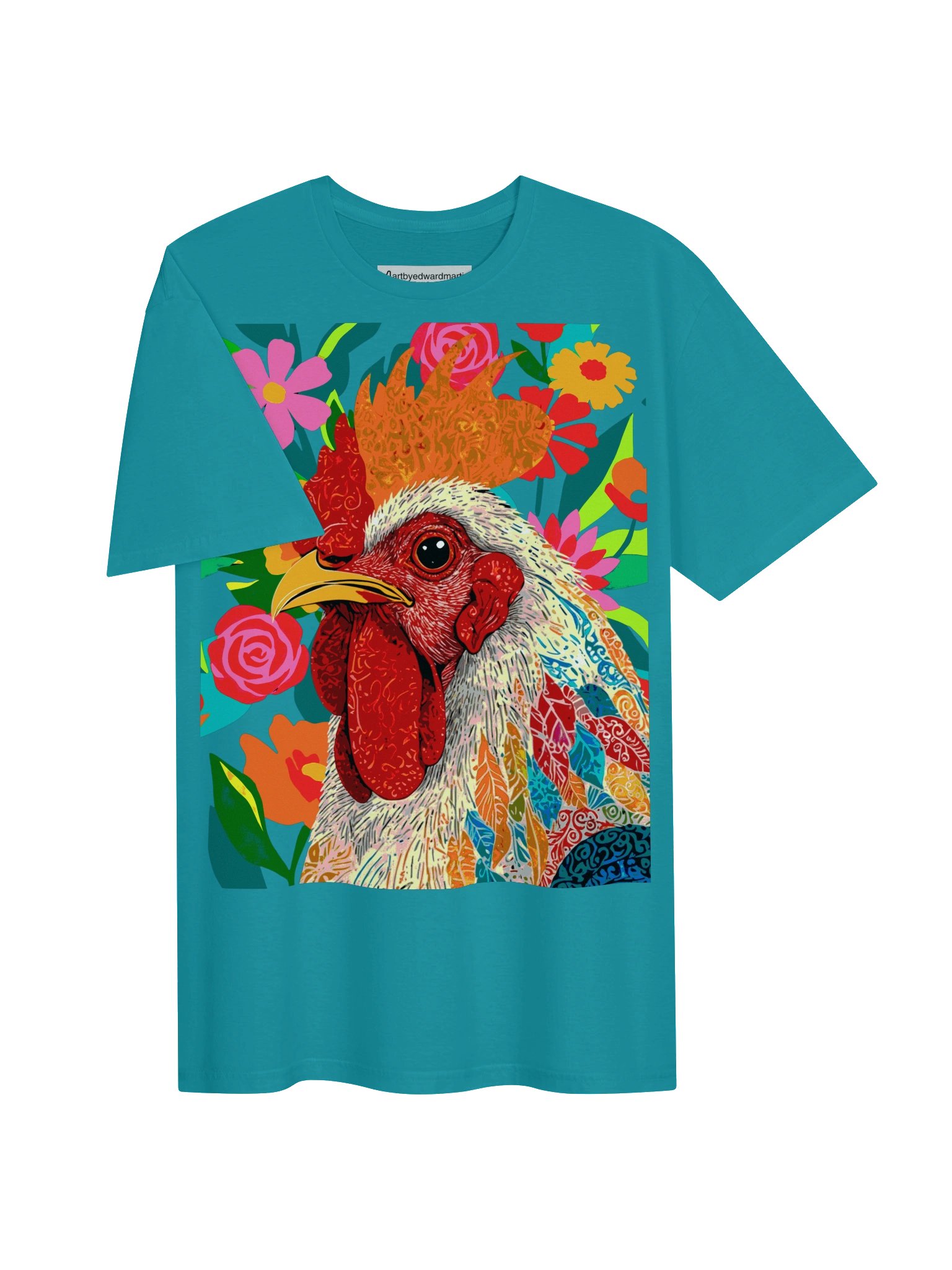 Colorful Floral Rooster T-Shirt product image (45)