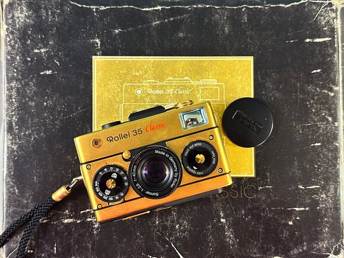 Oooh, shiny. The Rollei 35 Classic Gold 75th Anniversary. Fully gold plated and limited to 900 pieces, it was released in 199...