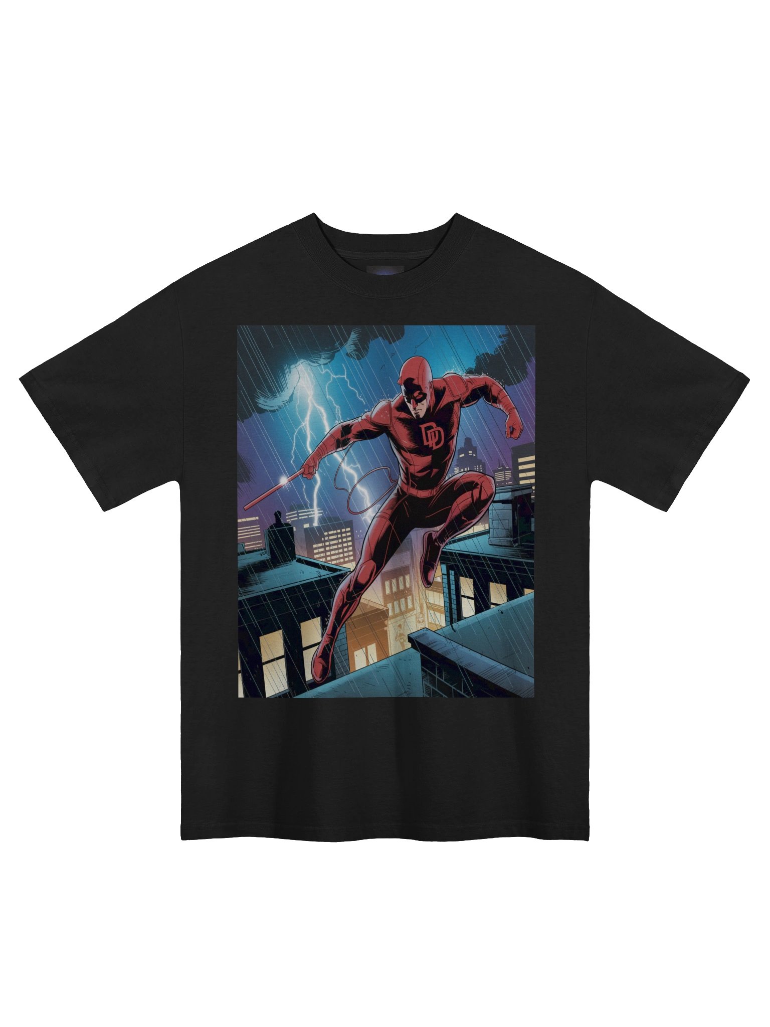 Tempest Veil: Daredevil Lightning Bound Oversized Faded T-Shirt product image (3)