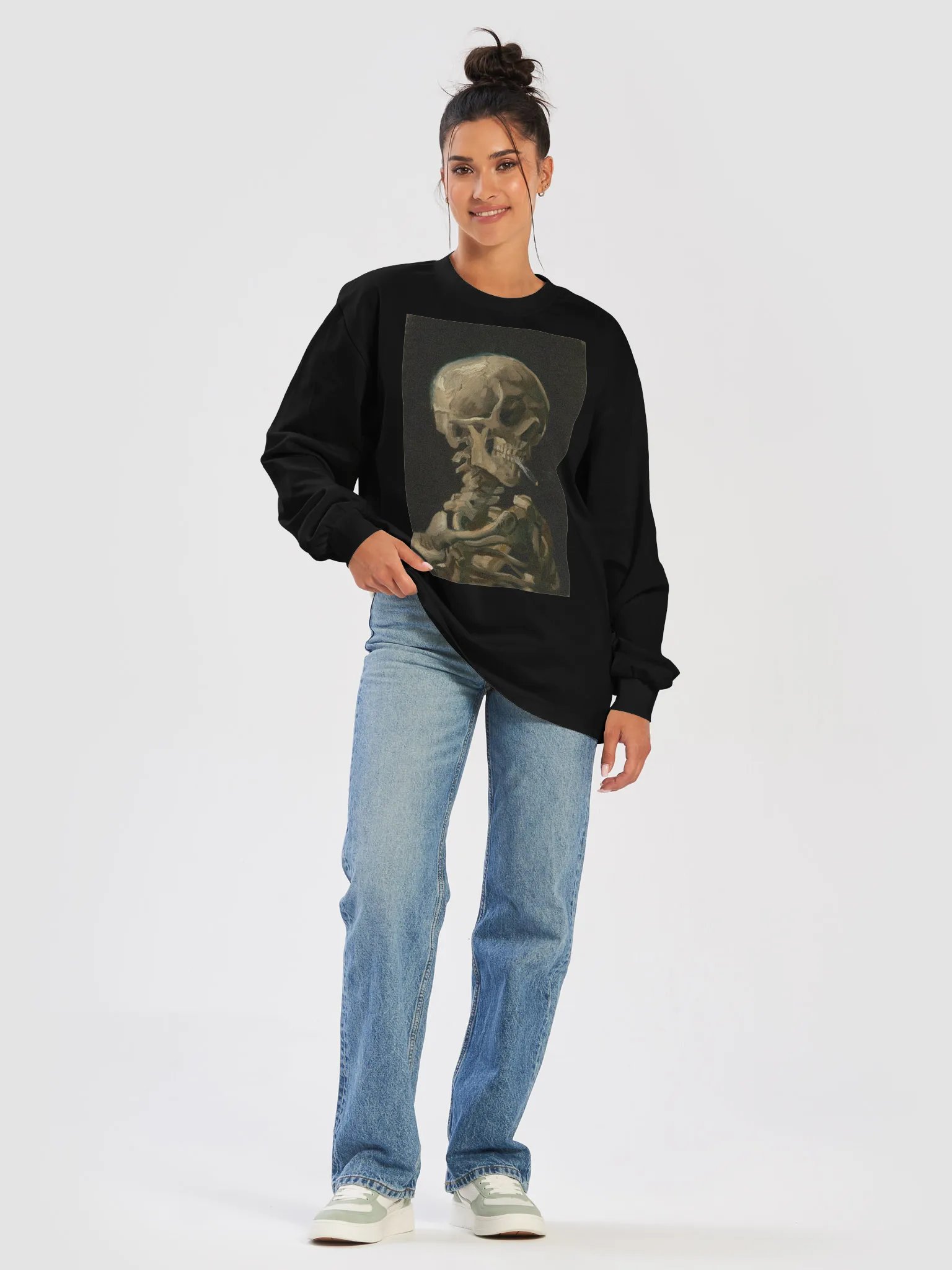 Head of a Skeleton with a Burning Cigarette - Long Sleeve product image (25)