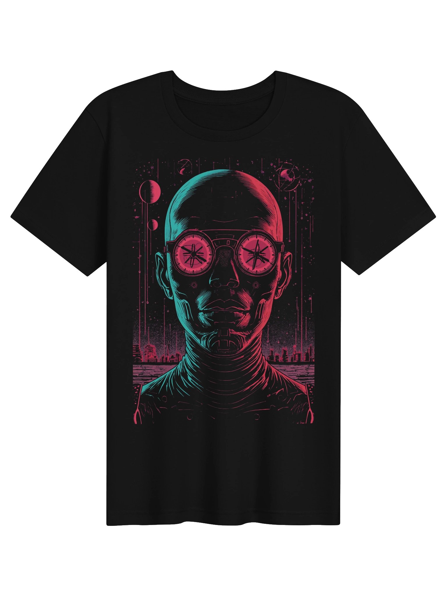 Neon Sci-Fi Goggles Portrait Lightweight T-Shirt product image (1)
