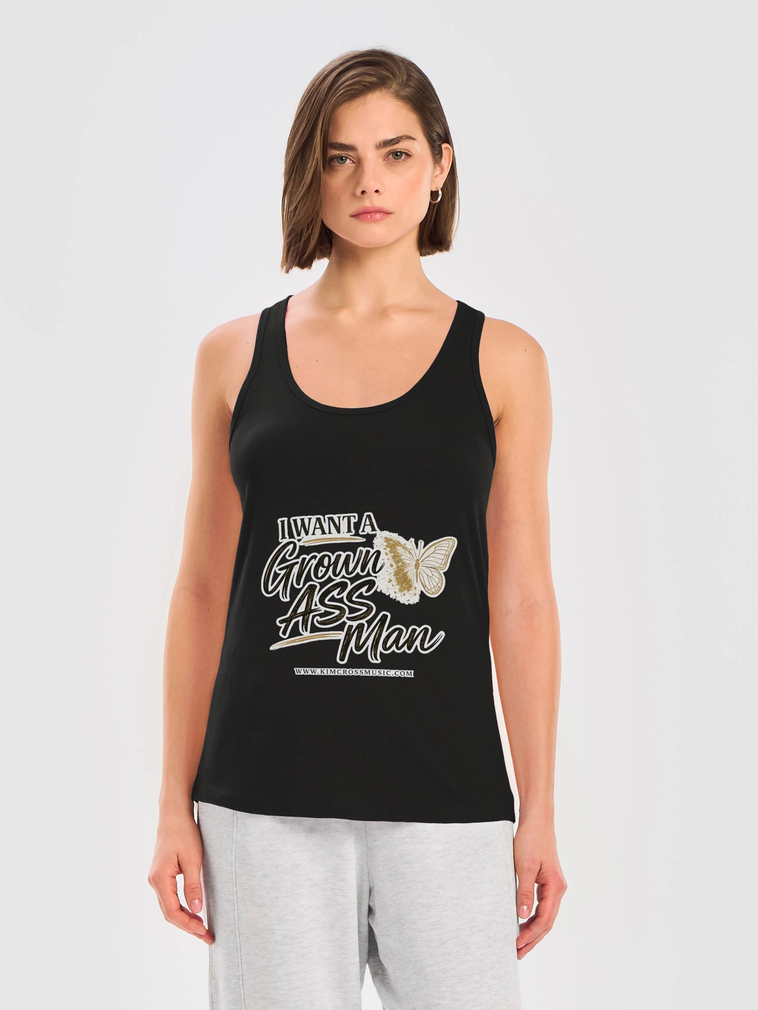I Want a Grown Ass Man Women's Racerback Sport Tank product image (3)