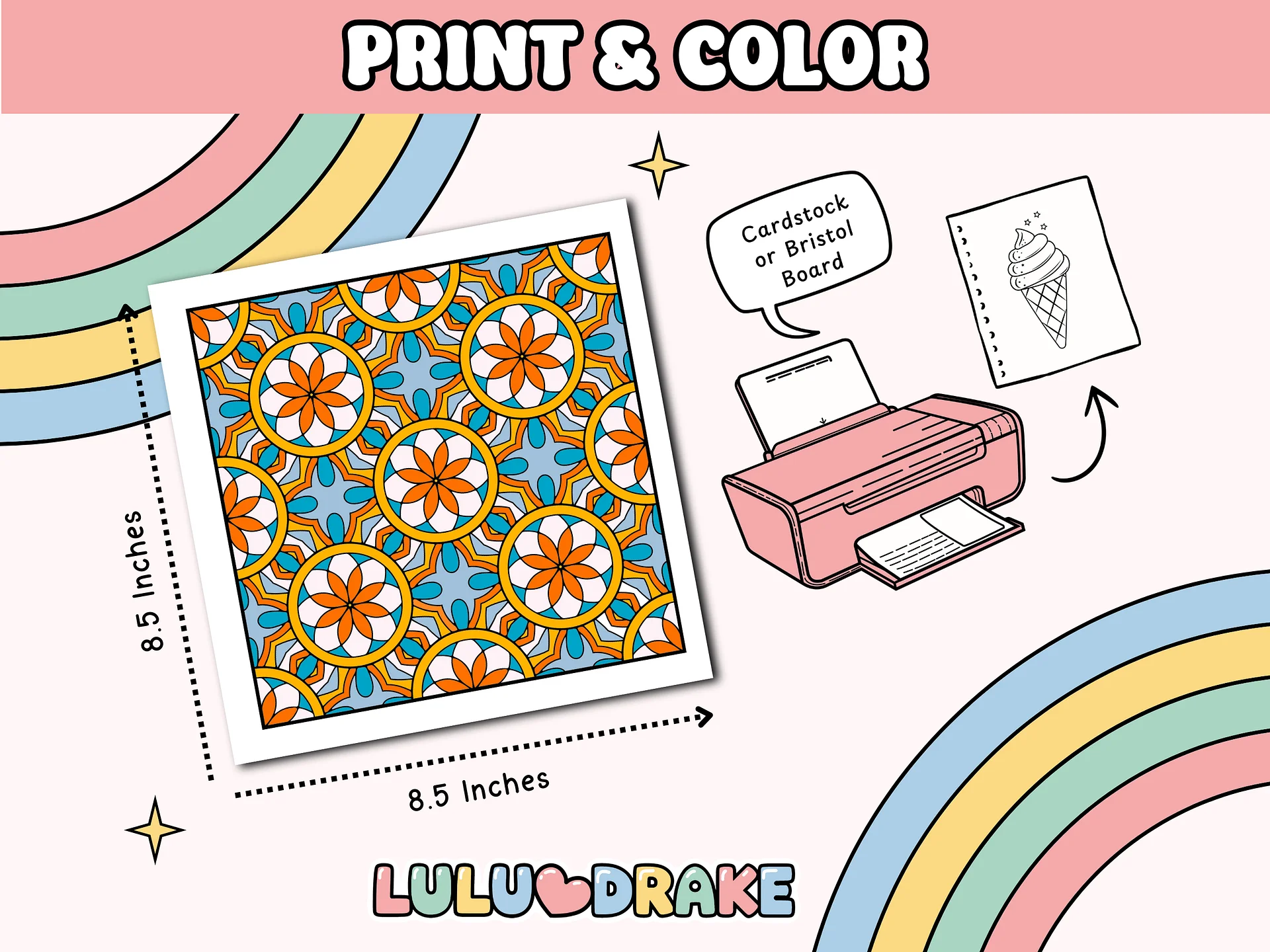 Relaxing Patterns Coloring Complete eBook, 50 Pages | ★ DIGITAL ★ product image (4)