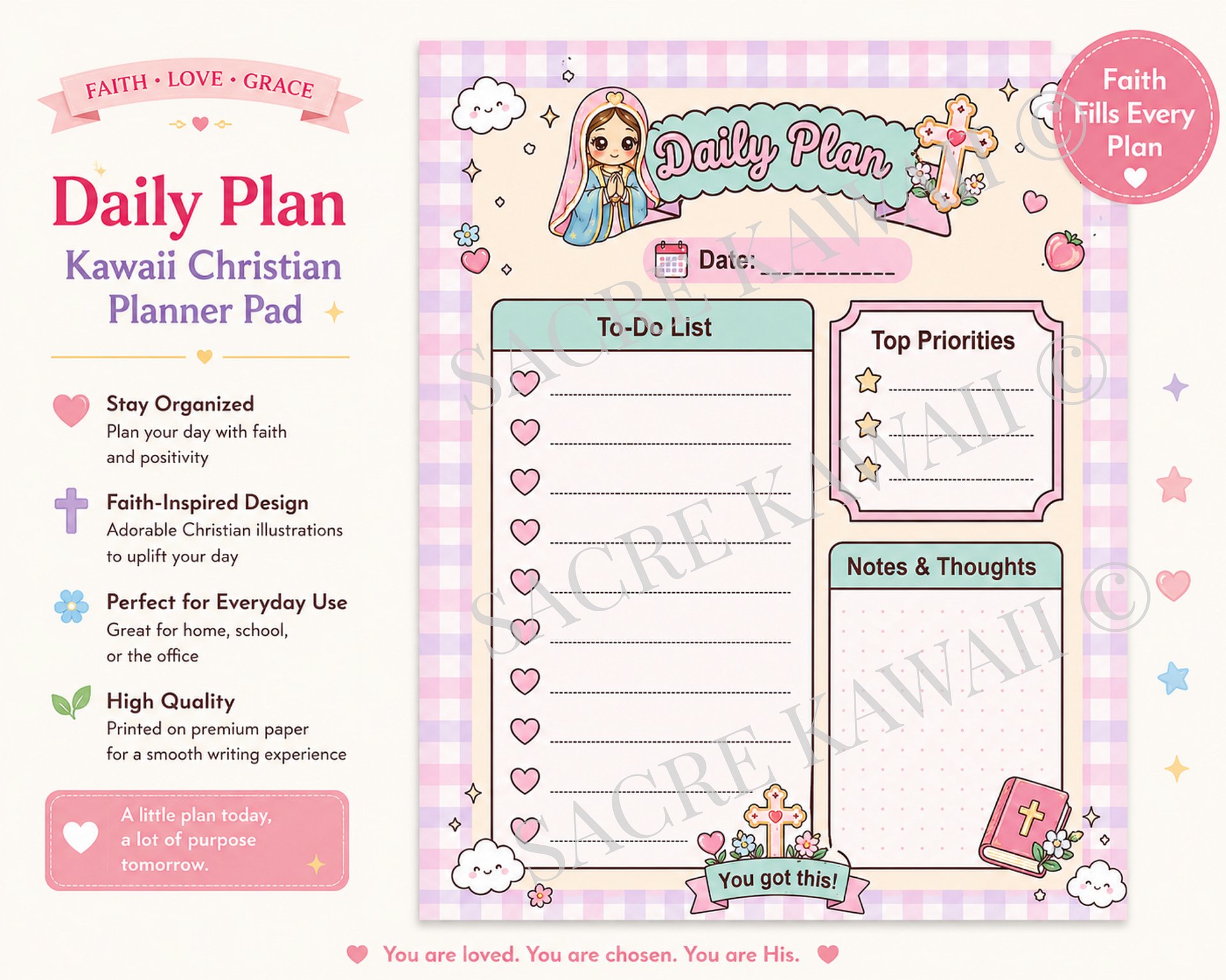 Kawaii Daily Planner Printable | Coquette To-Do list product image (2)