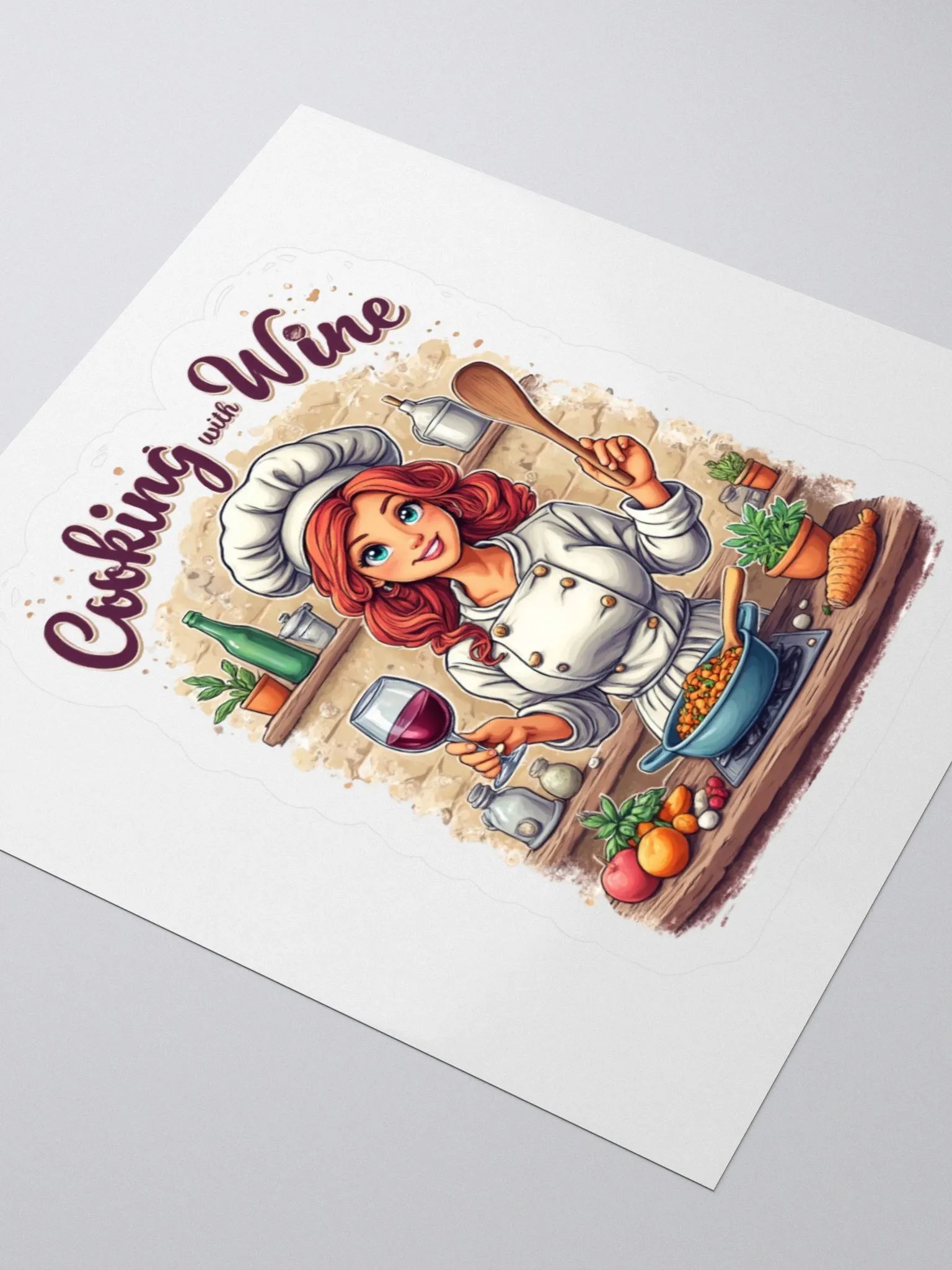 Cooking With Wine Chef Kiss Cut Stickers product image (7)
