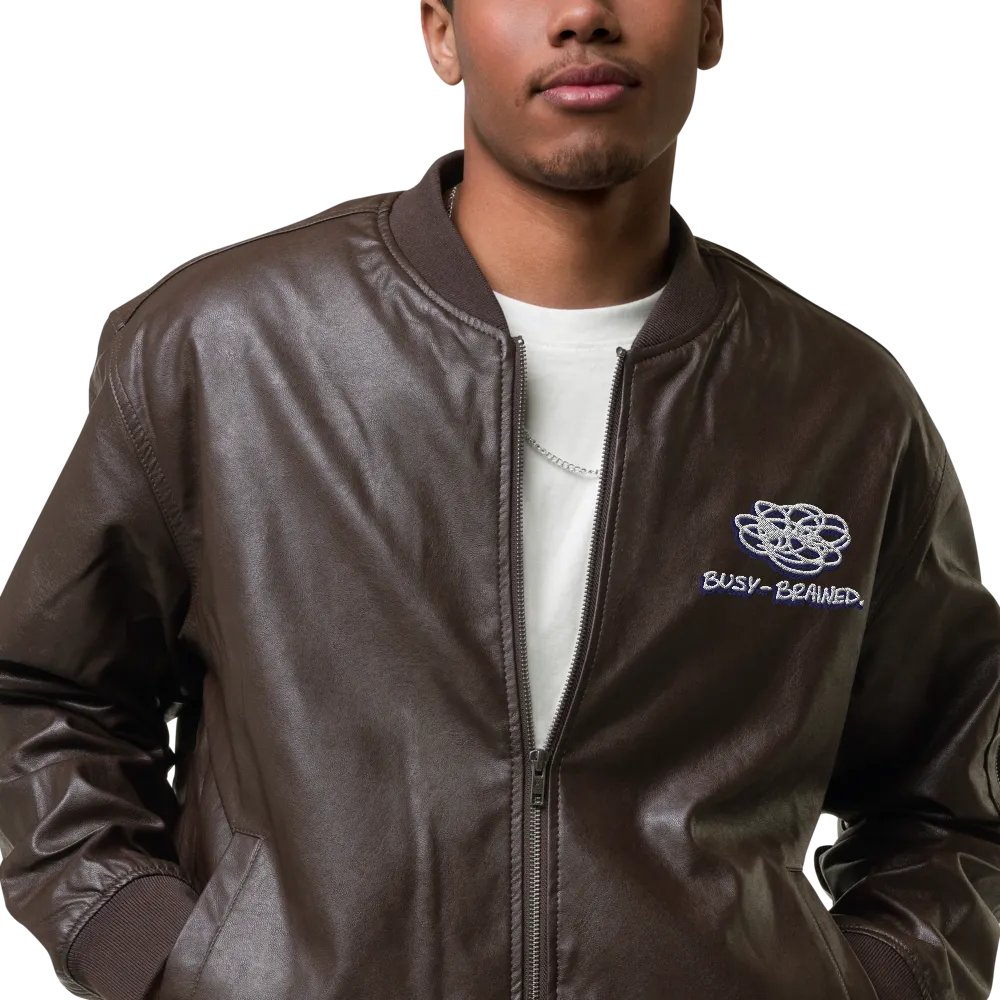 BUSY-BRAINED (navy shadow design) faux leather jacket product image (7)