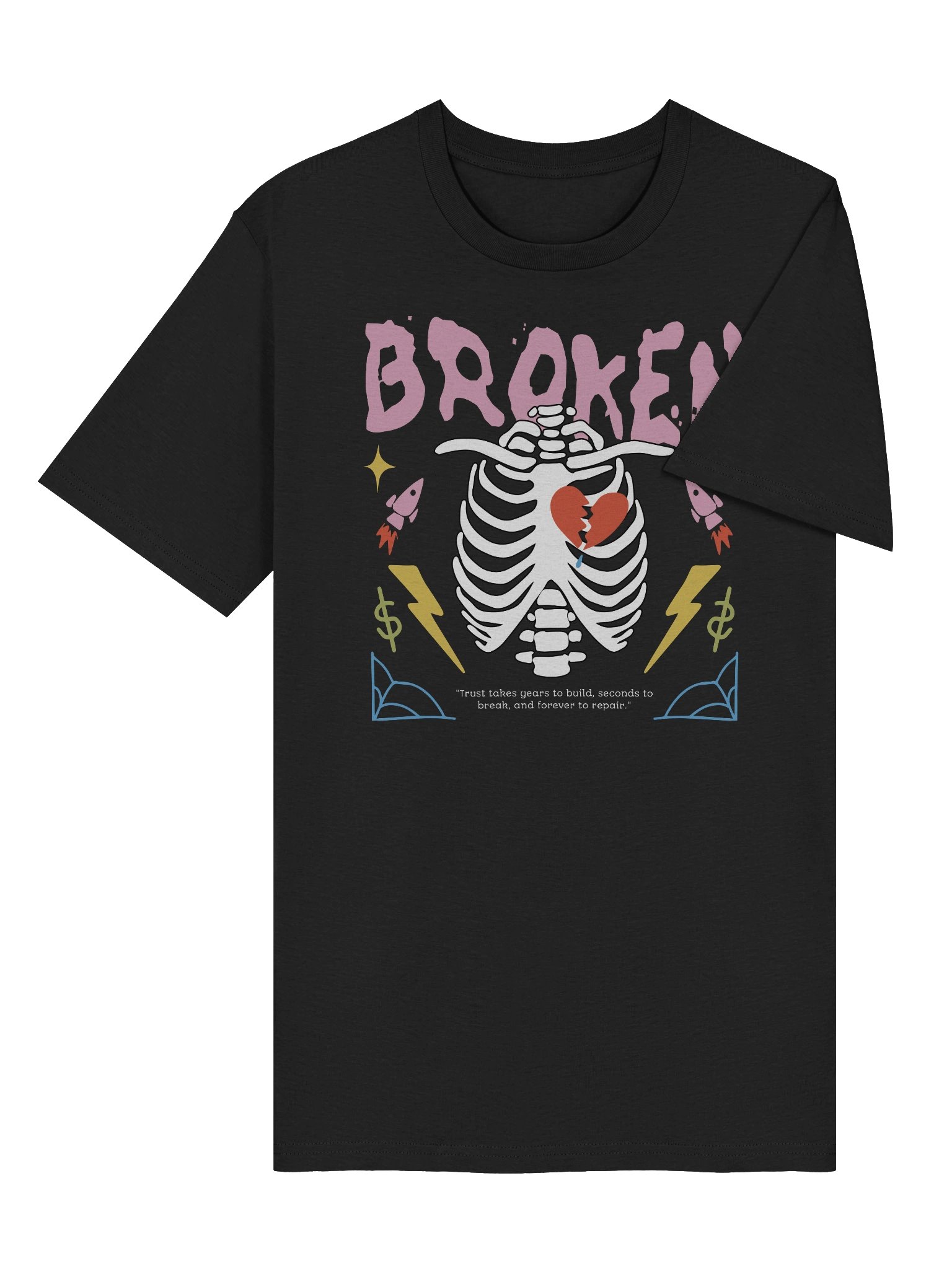 Broken Trust: Retro Organic Cotton T-Shirt for Everyday Wear product image (6)