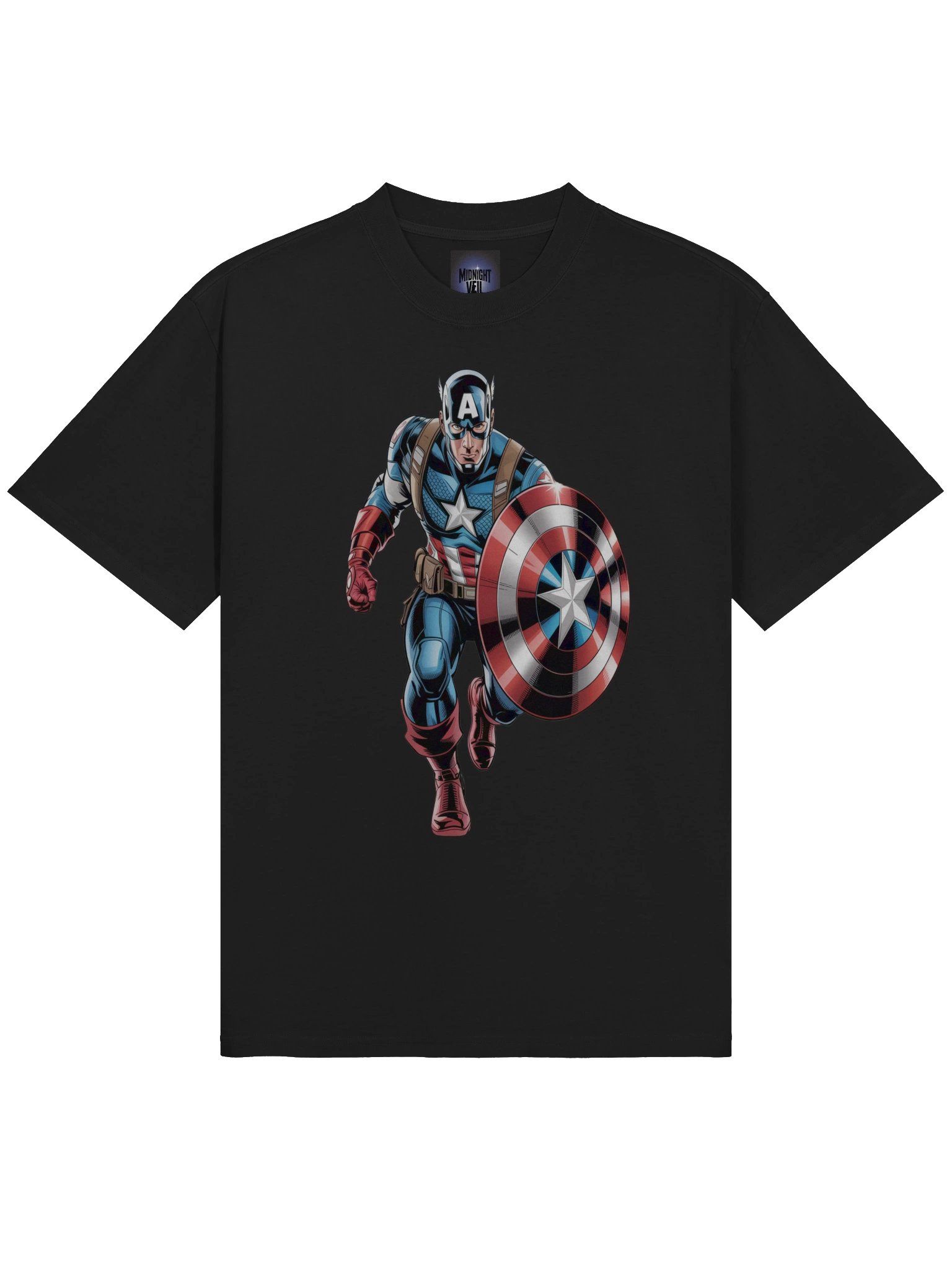 Sentinel Shade: Captain America Veiled Vanguard Oversized Faded T-Shirt product image (5)
