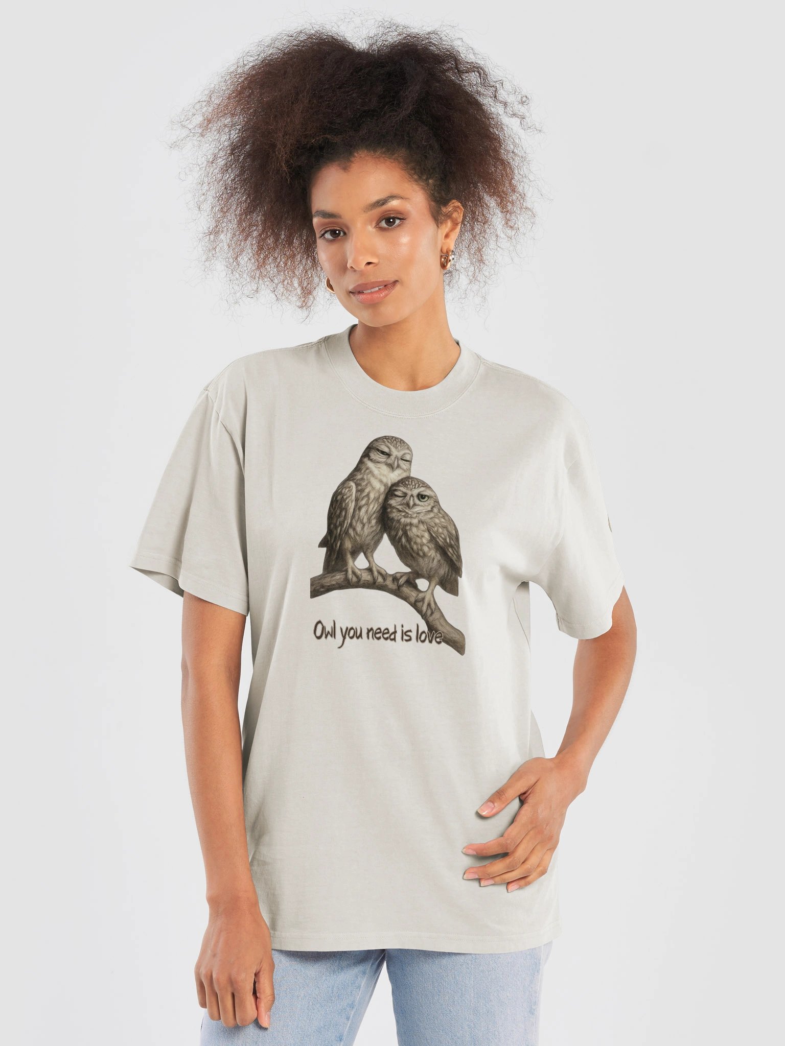 Owl Love Premium Oversized Faded T-Shirt product image (2)