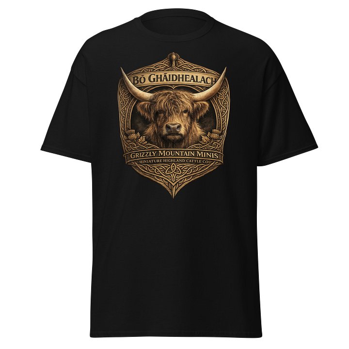 Bò Ghàidhealach T-shirt — Front Logo product image (1)