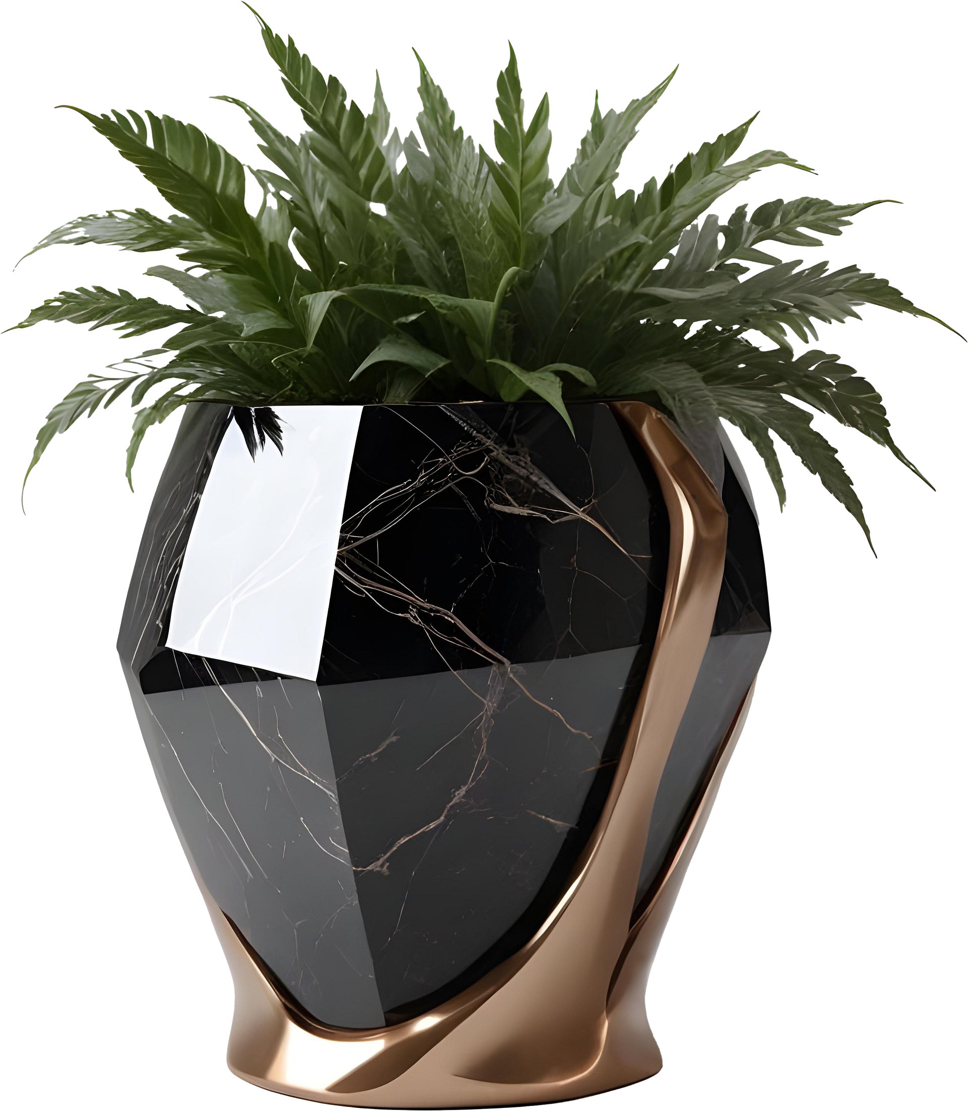 Celestial Aurum – Luxury planter with greenery decor PNG product image (1)