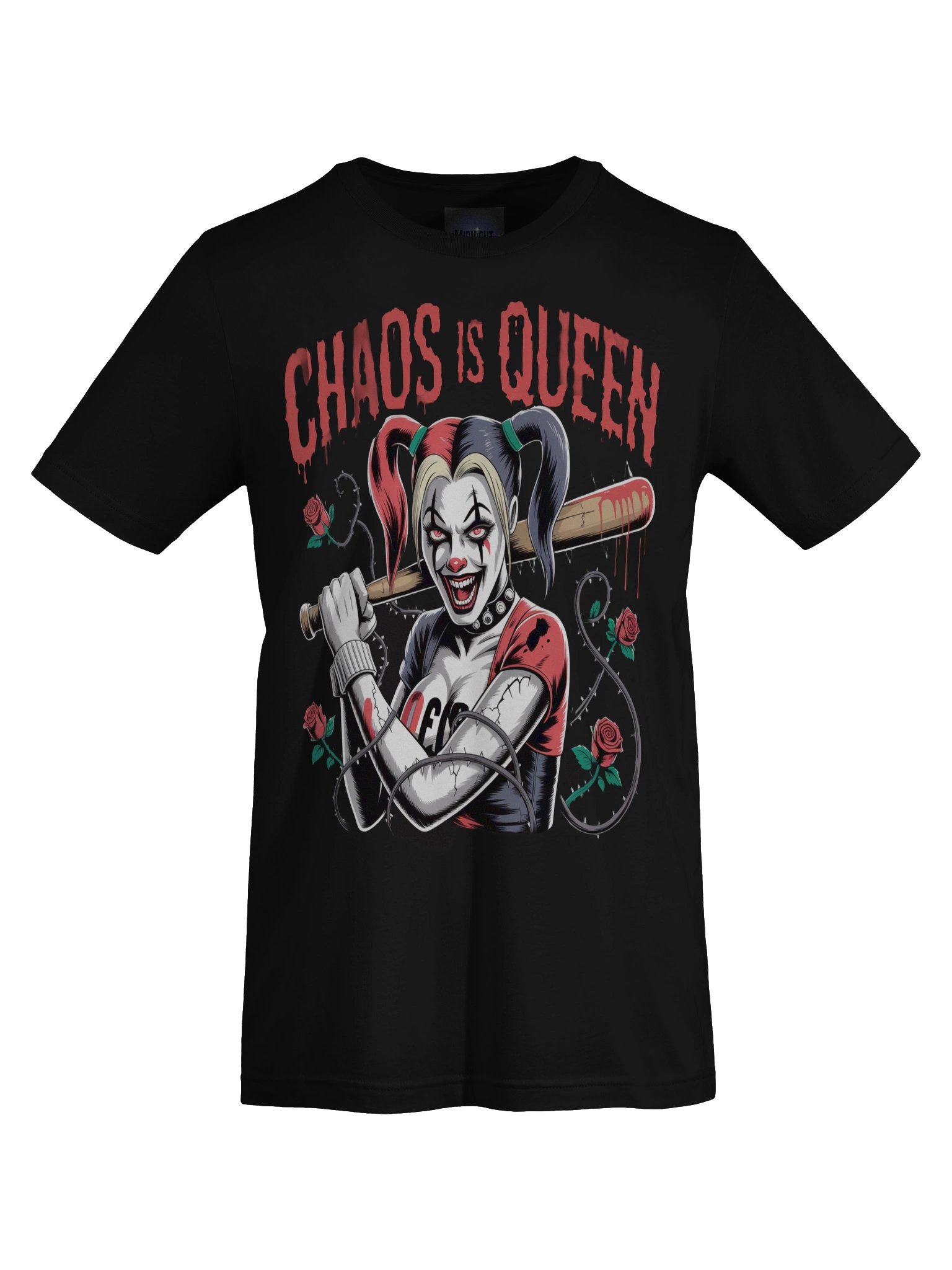 Harley Quinn 'Chaos is Queen' Rose-Thorn Bat Supersoft T-Shirt product image (1)