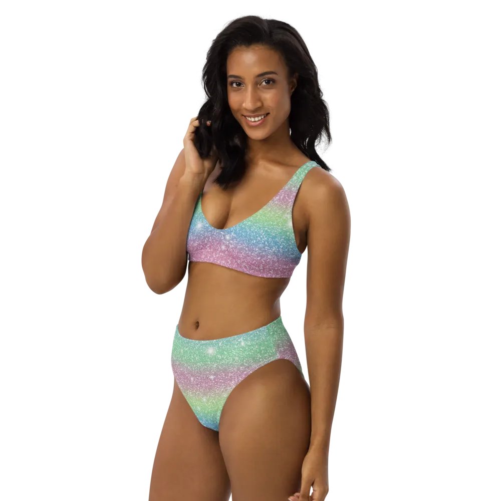 Glitter Unicorn Texture Design High Waisted Bikini (9) product image (10)