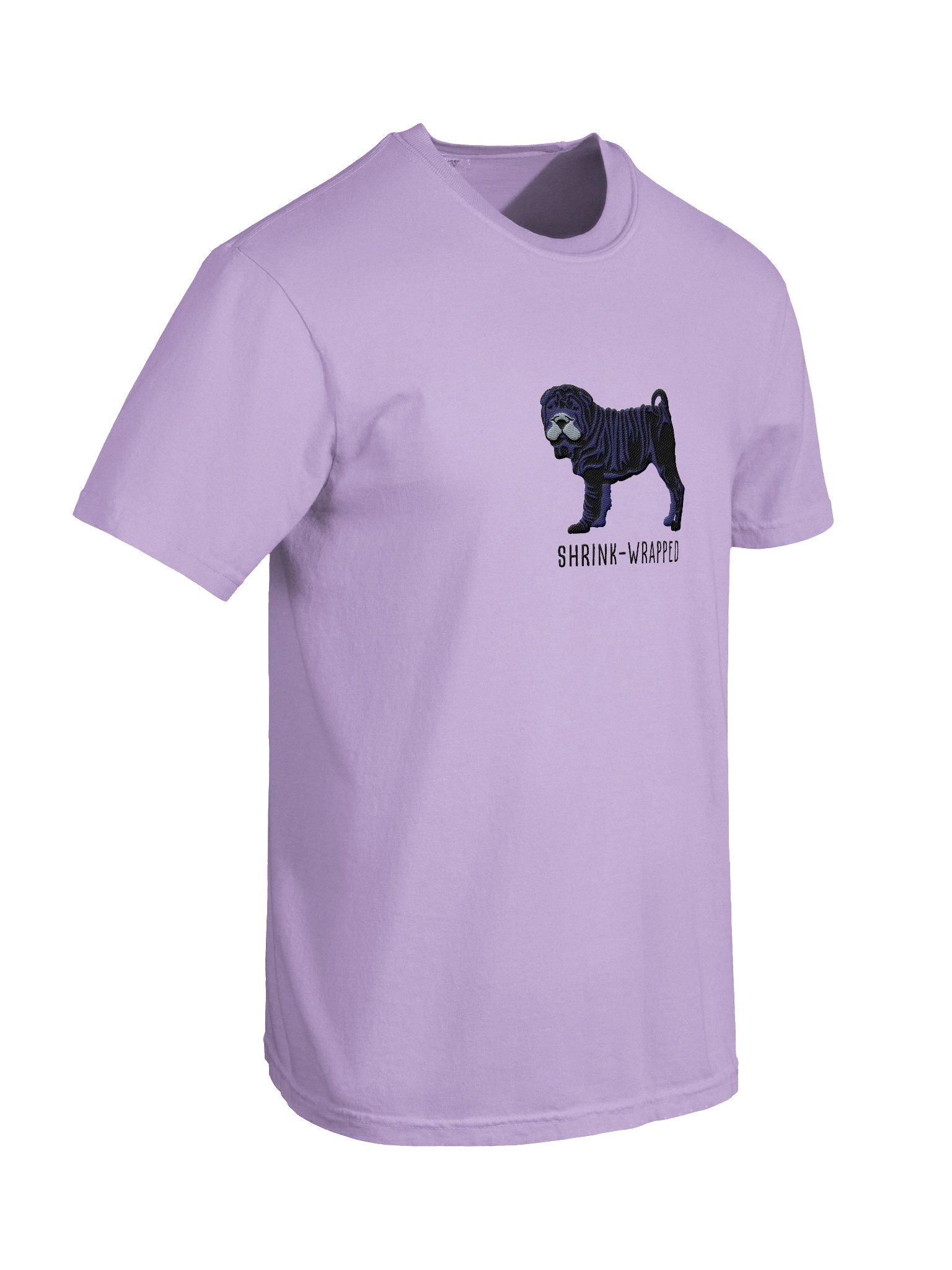 Shrink-Wrapped T-Shirt(Embroidered) of a Chinese Shar-Pei(Black) product image (11)