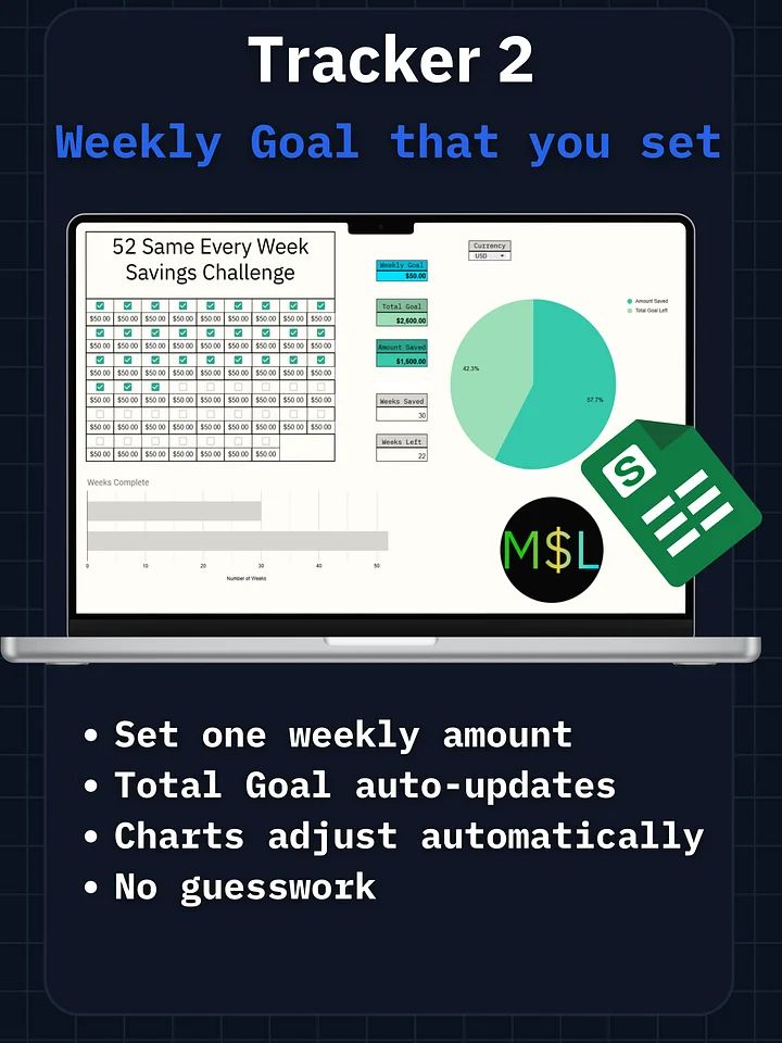 52-Week Savings Challenge Pro (3 Trackers in 1) product image (2)