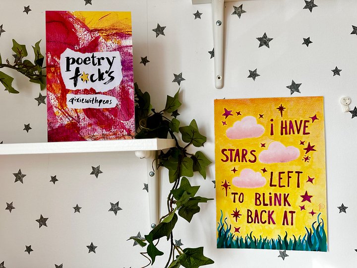 'stars left' original painting from 'poetry f*cks' product image (2)