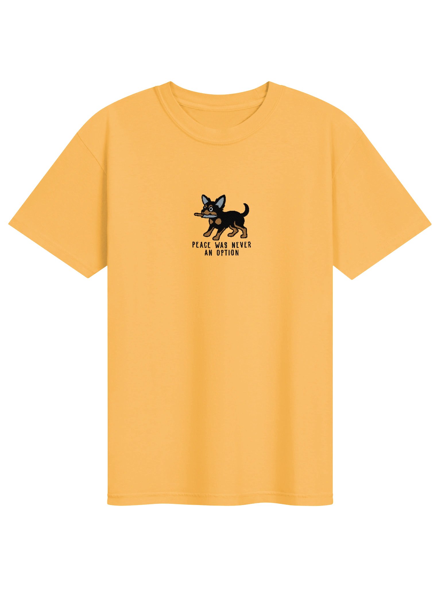 Peace Was Never an Option Funny Chibi-Style Embroidered T-Shirt for Chihuahua(Black & Tan) Owners product image (73)