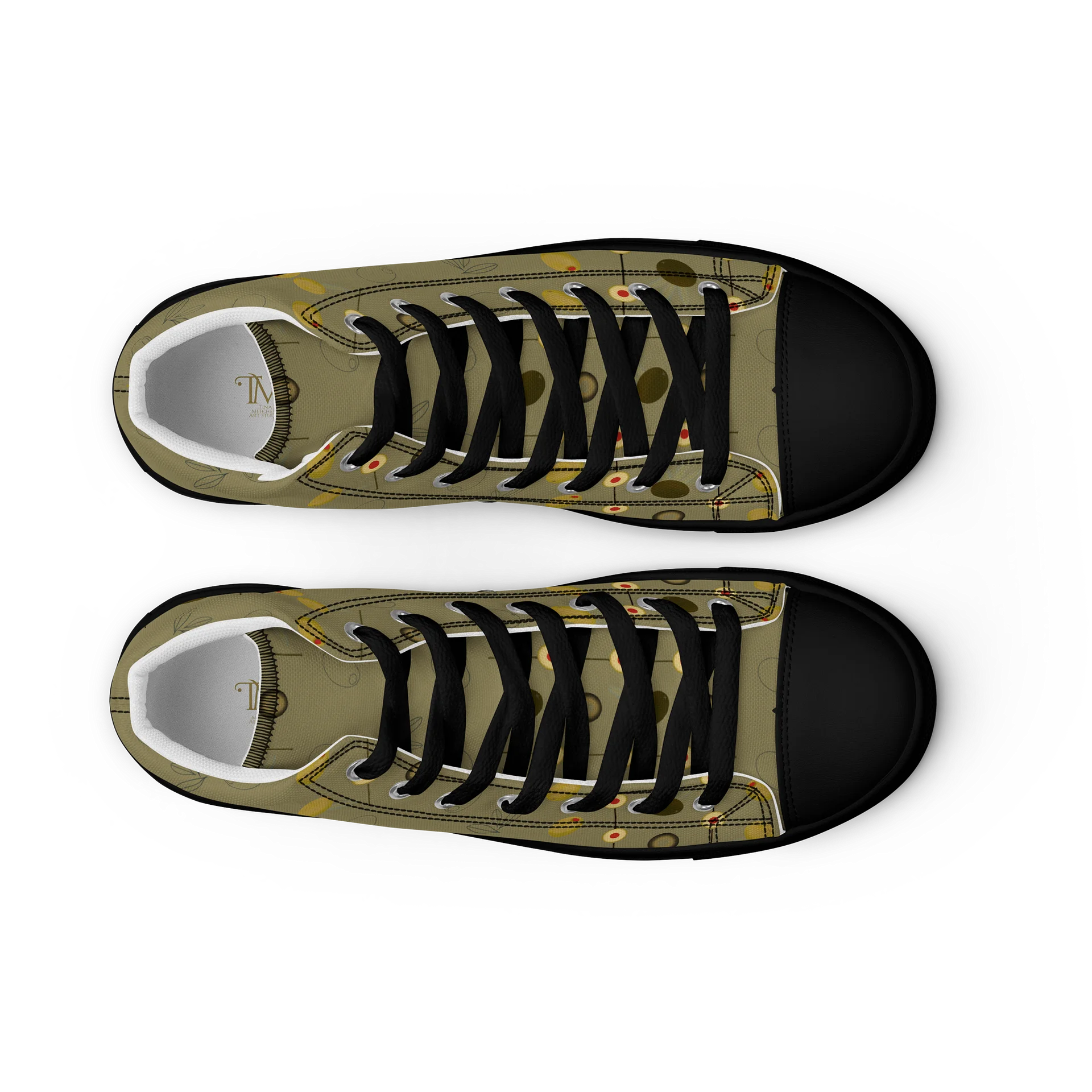 Olive Geometry Men's High Top Canvas Shoes product image (11)