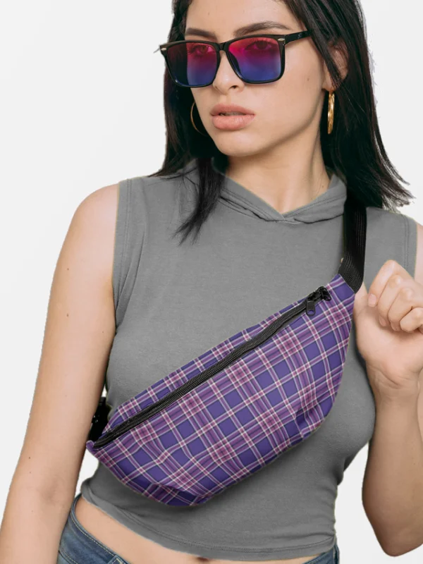 Purple Orchid and Violet Plaid Fanny Pack product image (1)